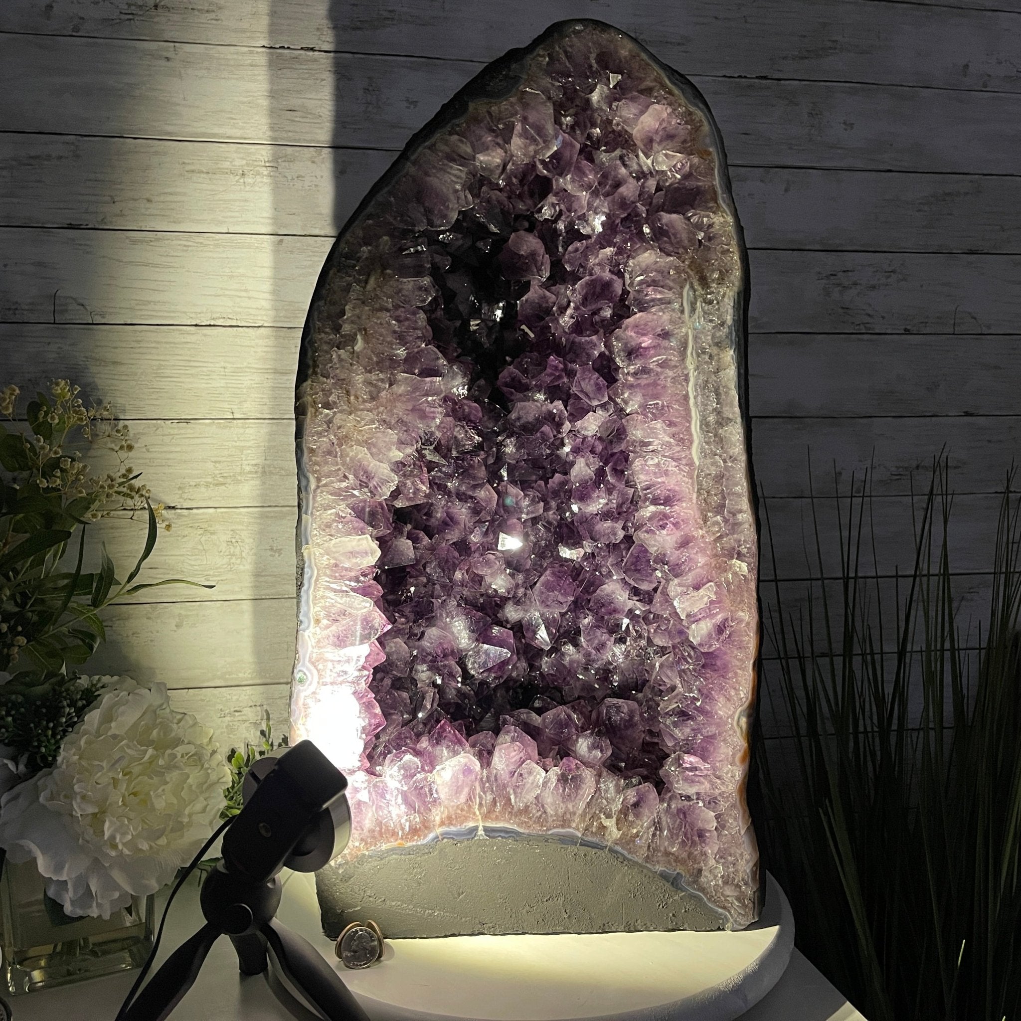 Extra Plus Quality Brazilian Amethyst Cathedral, 105.8 lbs & 23.75” tall Model #5601-0541 by Brazil Gems - Brazil GemsBrazil GemsExtra Plus Quality Brazilian Amethyst Cathedral, 105.8 lbs & 23.75” tall Model #5601-0541 by Brazil GemsCathedrals5601-0541