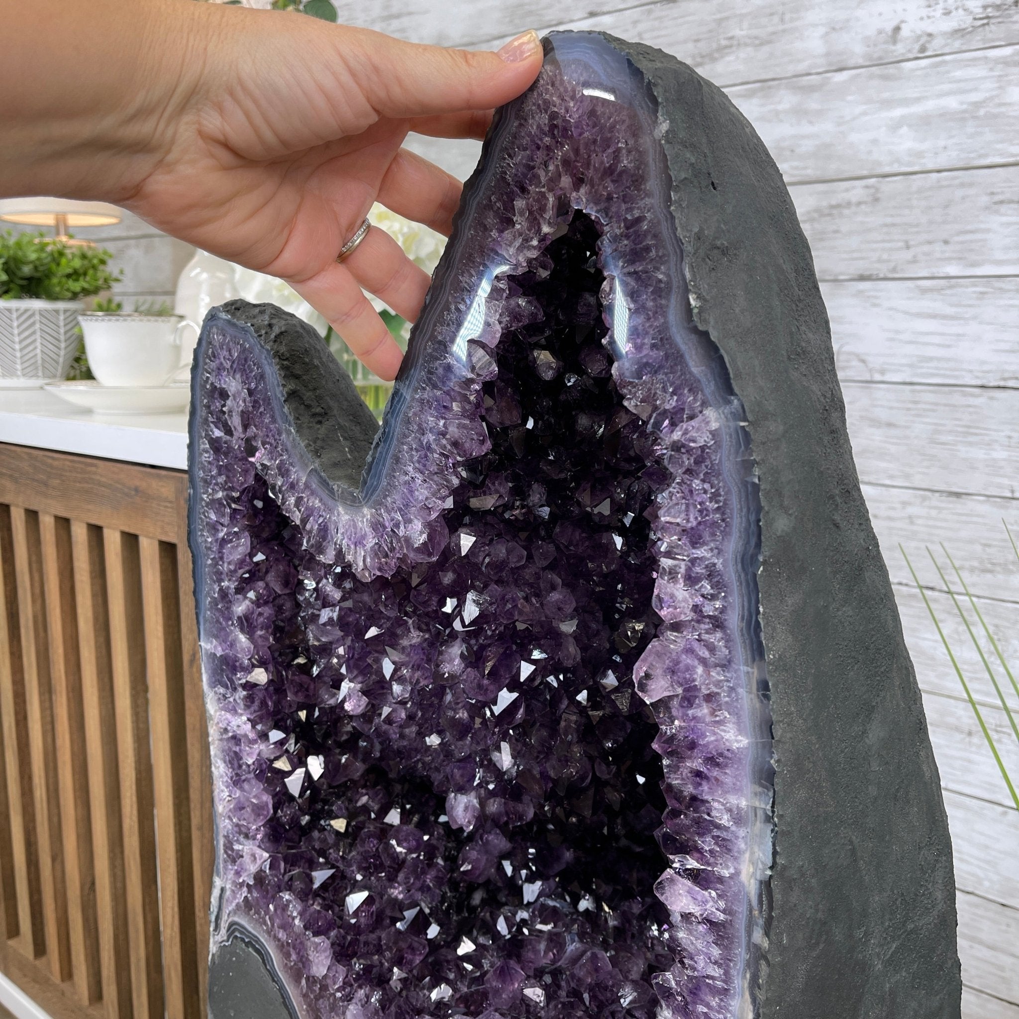 Extra Plus Quality Brazilian Amethyst Cathedral, 108.9 lbs & 20.75” tall #5601-0591 by Brazil Gems - Brazil GemsBrazil GemsExtra Plus Quality Brazilian Amethyst Cathedral, 108.9 lbs & 20.75” tall #5601-0591 by Brazil GemsCathedrals5601-0591