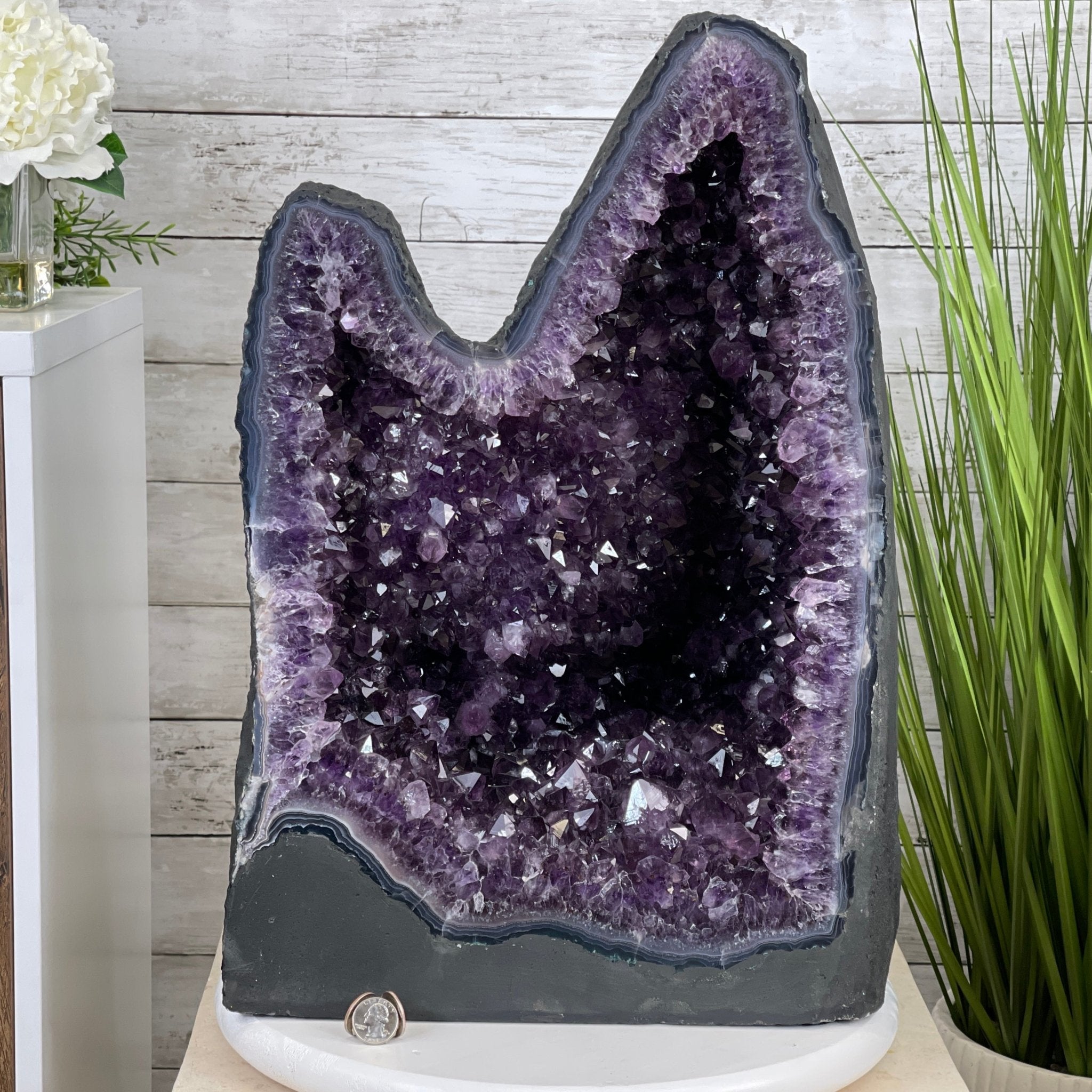 Extra Plus Quality Brazilian Amethyst Cathedral, 108.9 lbs & 20.75” tall #5601-0591 by Brazil Gems - Brazil GemsBrazil GemsExtra Plus Quality Brazilian Amethyst Cathedral, 108.9 lbs & 20.75” tall #5601-0591 by Brazil GemsCathedrals5601-0591