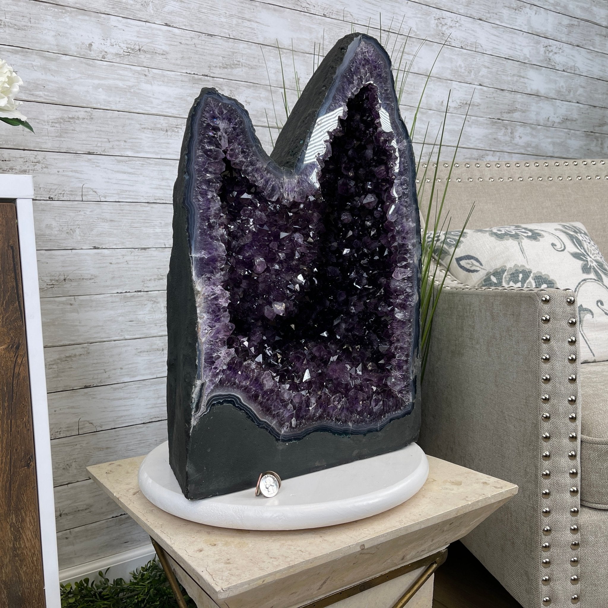 Extra Plus Quality Brazilian Amethyst Cathedral, 108.9 lbs & 20.75” tall #5601-0591 by Brazil Gems - Brazil GemsBrazil GemsExtra Plus Quality Brazilian Amethyst Cathedral, 108.9 lbs & 20.75” tall #5601-0591 by Brazil GemsCathedrals5601-0591