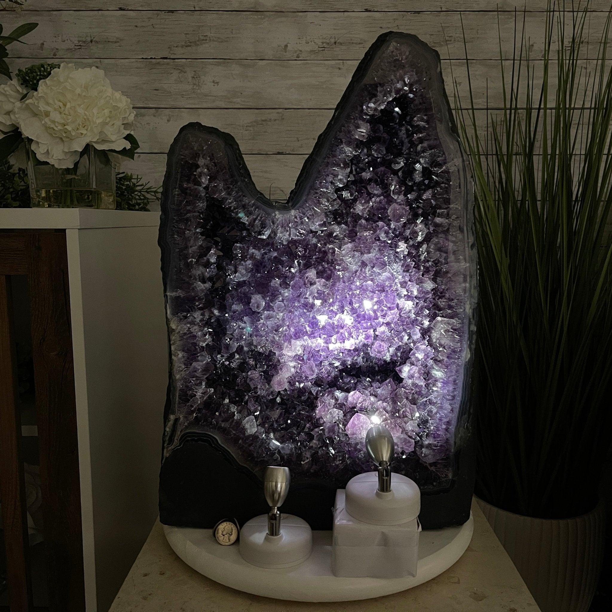 Extra Plus Quality Brazilian Amethyst Cathedral, 108.9 lbs & 20.75” tall #5601-0591 by Brazil Gems - Brazil GemsBrazil GemsExtra Plus Quality Brazilian Amethyst Cathedral, 108.9 lbs & 20.75” tall #5601-0591 by Brazil GemsCathedrals5601-0591