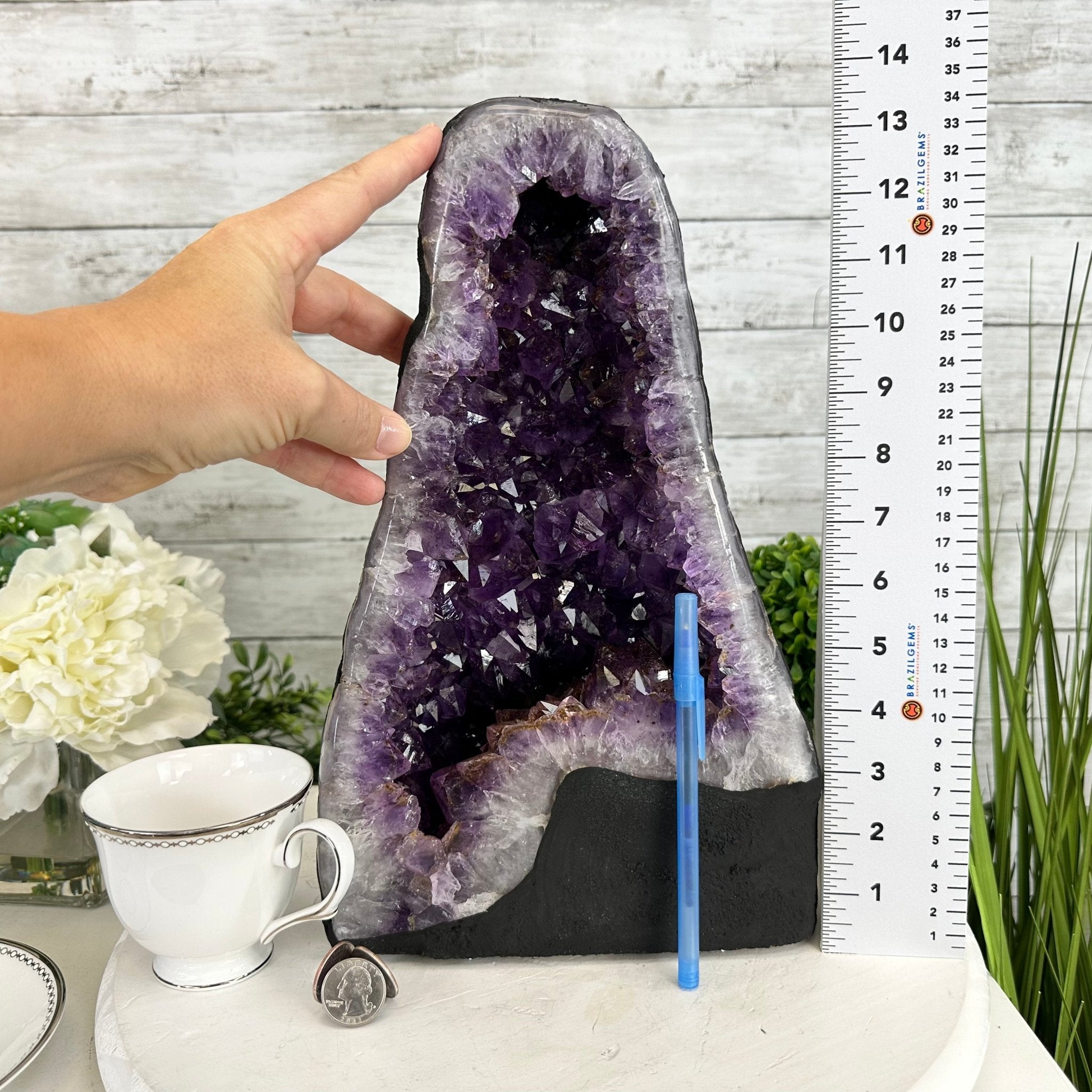 Extra Plus Quality Brazilian Amethyst Cathedral, 19.3 lbs & 13.25" Tall, Model #5601-1076 by Brazil Gems - Brazil GemsBrazil GemsExtra Plus Quality Brazilian Amethyst Cathedral, 19.3 lbs & 13.25" Tall, Model #5601-1076 by Brazil GemsCathedrals5601-1076