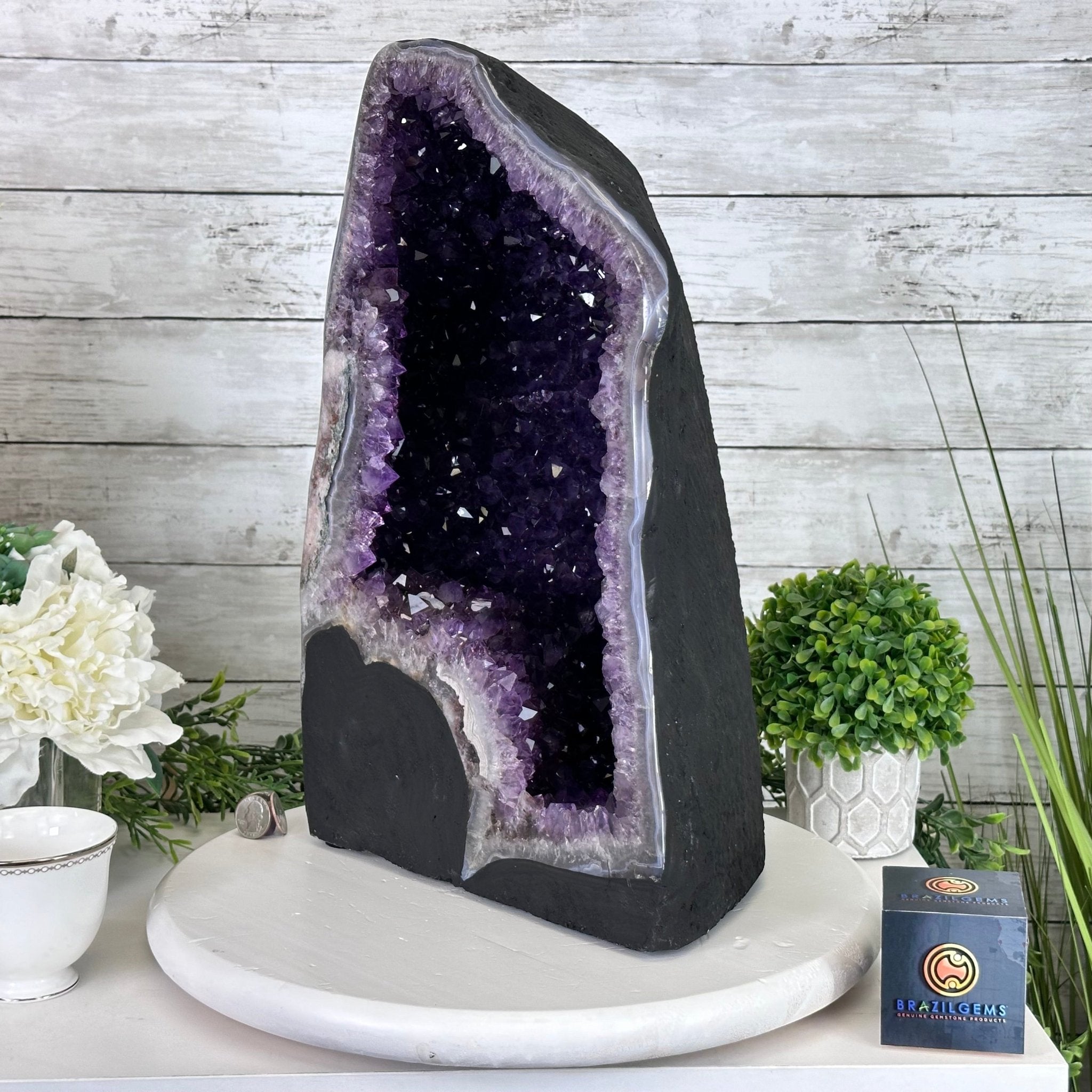 Extra Plus Quality Brazilian Amethyst Cathedral, 47.2 lbs & 17" Tall, Model #5601-1083 by Brazil Gems - Brazil GemsBrazil GemsExtra Plus Quality Brazilian Amethyst Cathedral, 47.2 lbs & 17" Tall, Model #5601-1083 by Brazil GemsCathedrals5601-1083