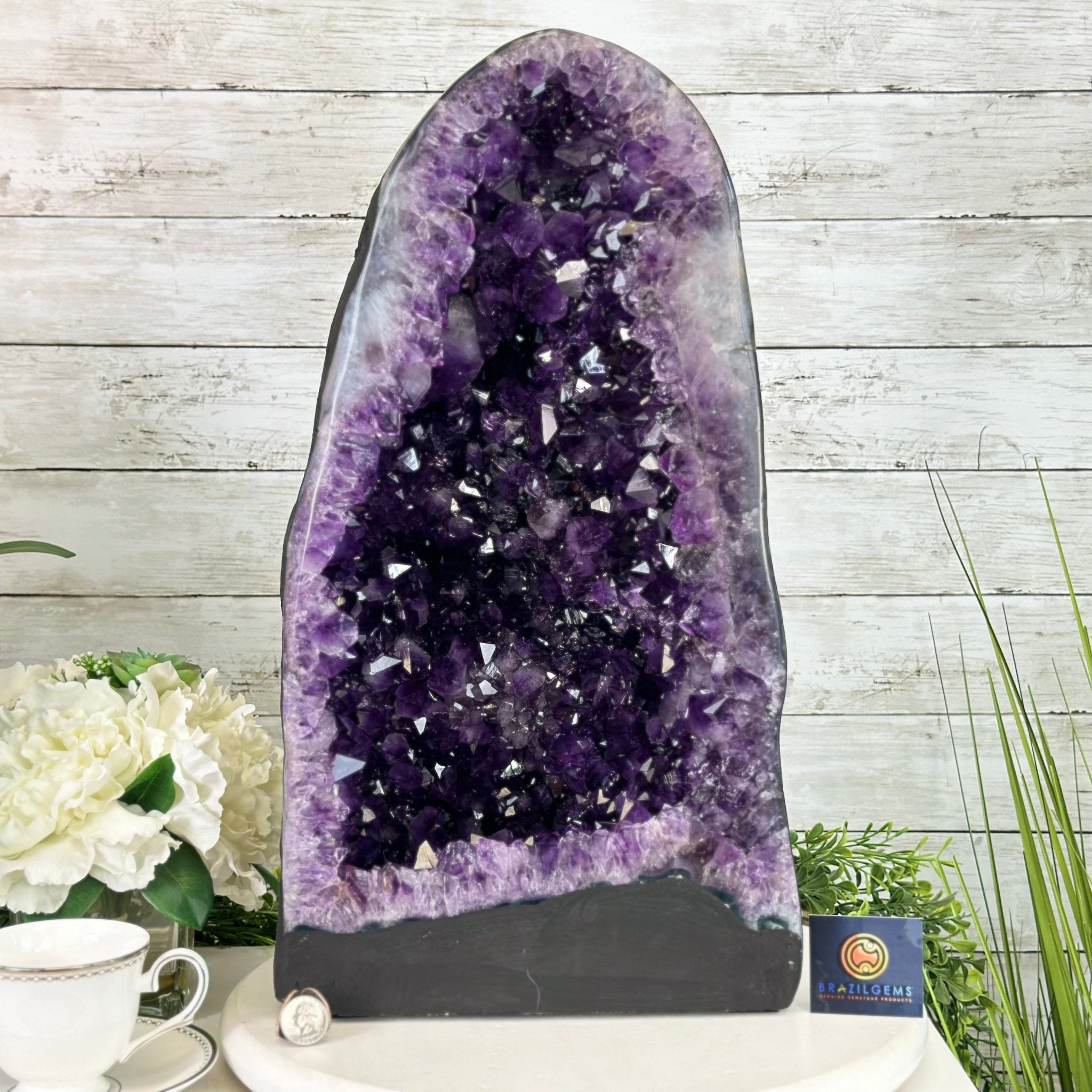 Extra Plus Quality Brazilian Amethyst Cathedral, 51.3 lbs & 20" Tall, Model #5601-0989 by Brazil Gems - Brazil GemsBrazil GemsExtra Plus Quality Brazilian Amethyst Cathedral, 51.3 lbs & 20" Tall, Model #5601-0989 by Brazil GemsCathedrals5601-0989