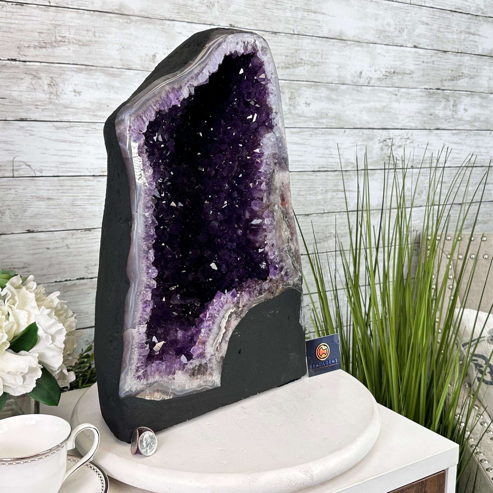 Extra Plus Quality Brazilian Amethyst Cathedral, 53.3 lbs & 17.5" Tall, Model #5601-0990 by Brazil Gems - Brazil GemsBrazil GemsExtra Plus Quality Brazilian Amethyst Cathedral, 53.3 lbs & 17.5" Tall, Model #5601-0990 by Brazil GemsCathedrals5601-0990