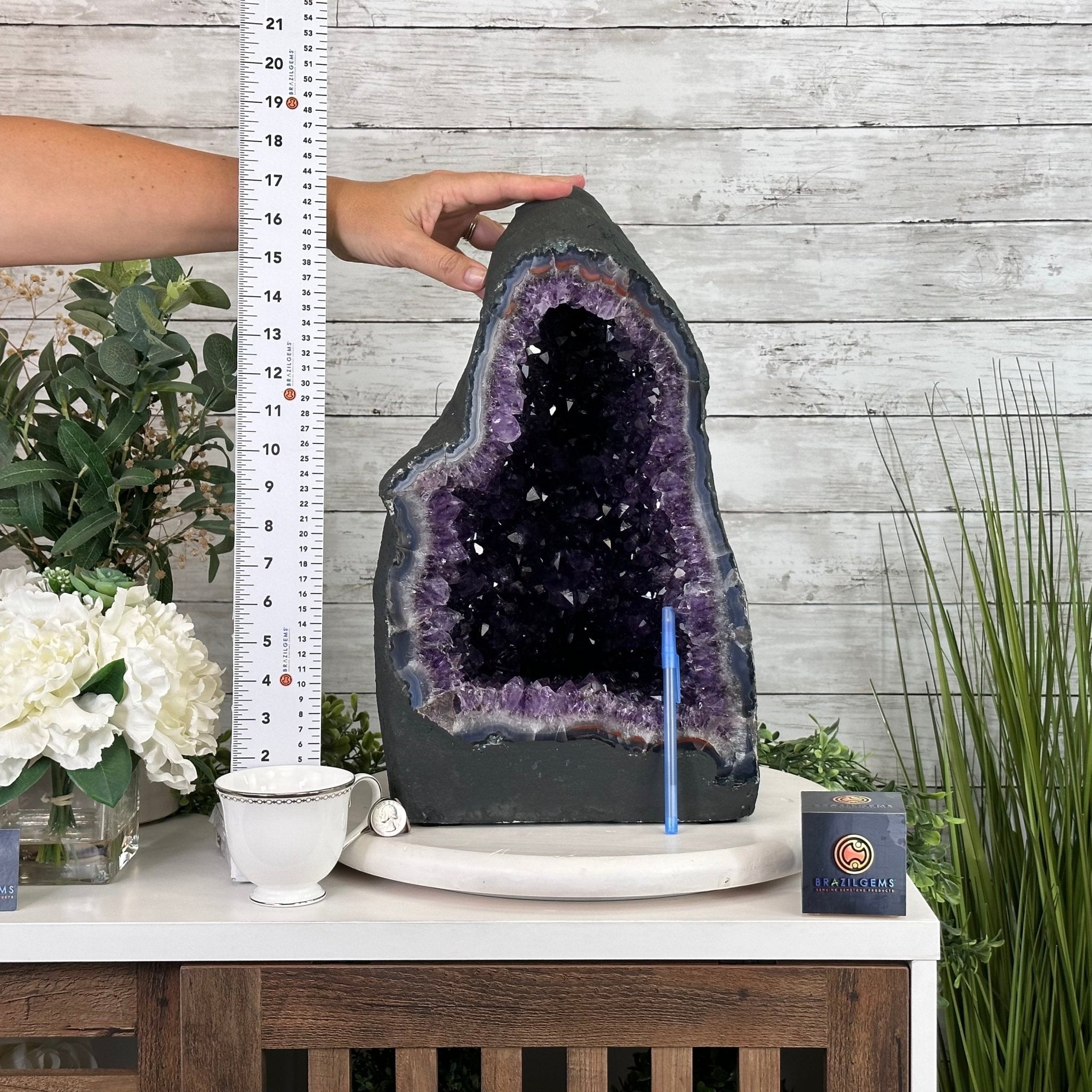 Extra Plus Quality Brazilian Amethyst Cathedral, 62 lbs & 16.75" Tall, Model #5601-0881 by Brazil Gems - Brazil GemsBrazil GemsExtra Plus Quality Brazilian Amethyst Cathedral, 62 lbs & 16.75" Tall, Model #5601-0881 by Brazil GemsCathedrals5601-0881