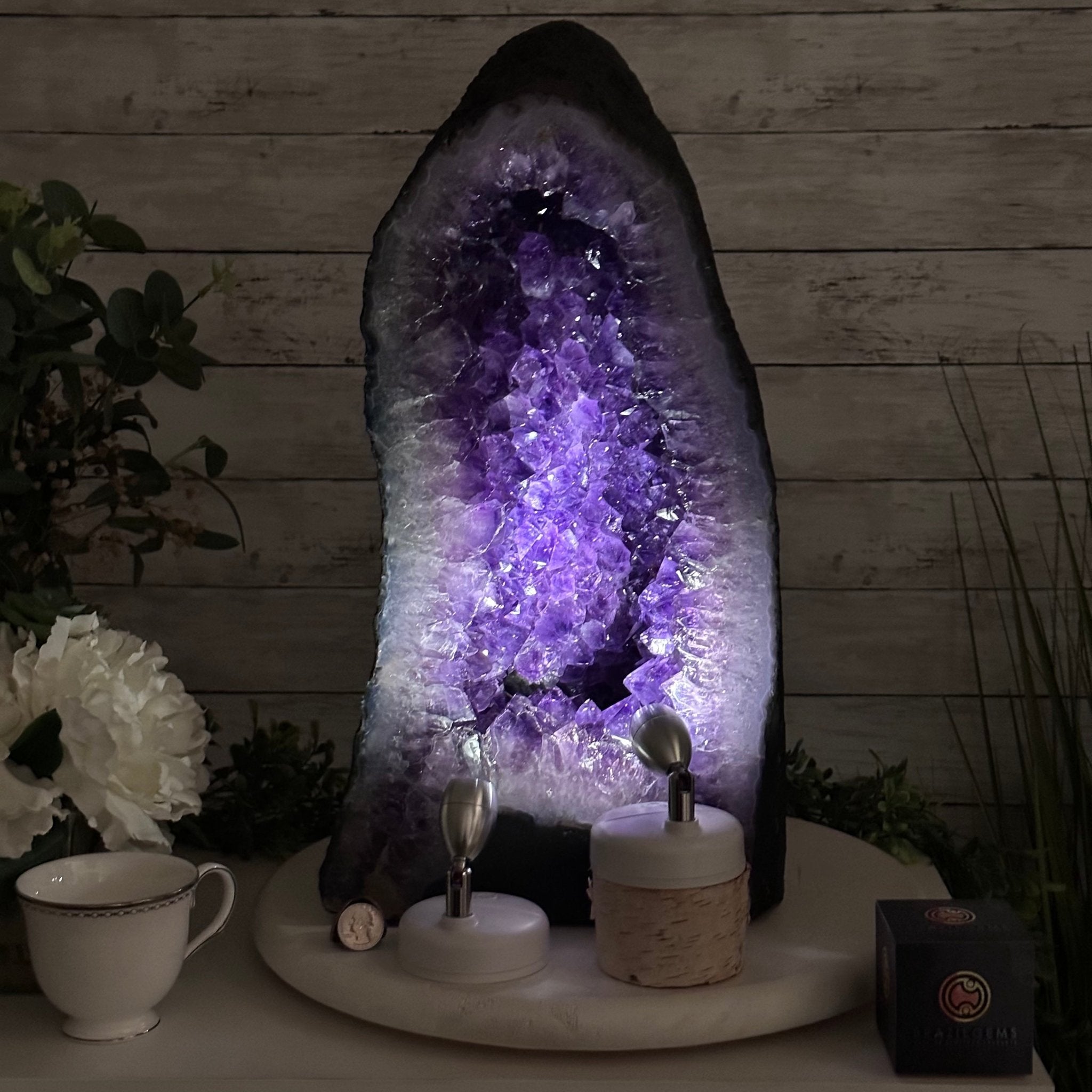 Extra Plus Quality Brazilian Amethyst Cathedral, 74.2 lbs & 19.1" Tall, Model #5601-0884 by Brazil Gems - Brazil GemsBrazil GemsExtra Plus Quality Brazilian Amethyst Cathedral, 74.2 lbs & 19.1" Tall, Model #5601-0884 by Brazil GemsCathedrals5601-0884