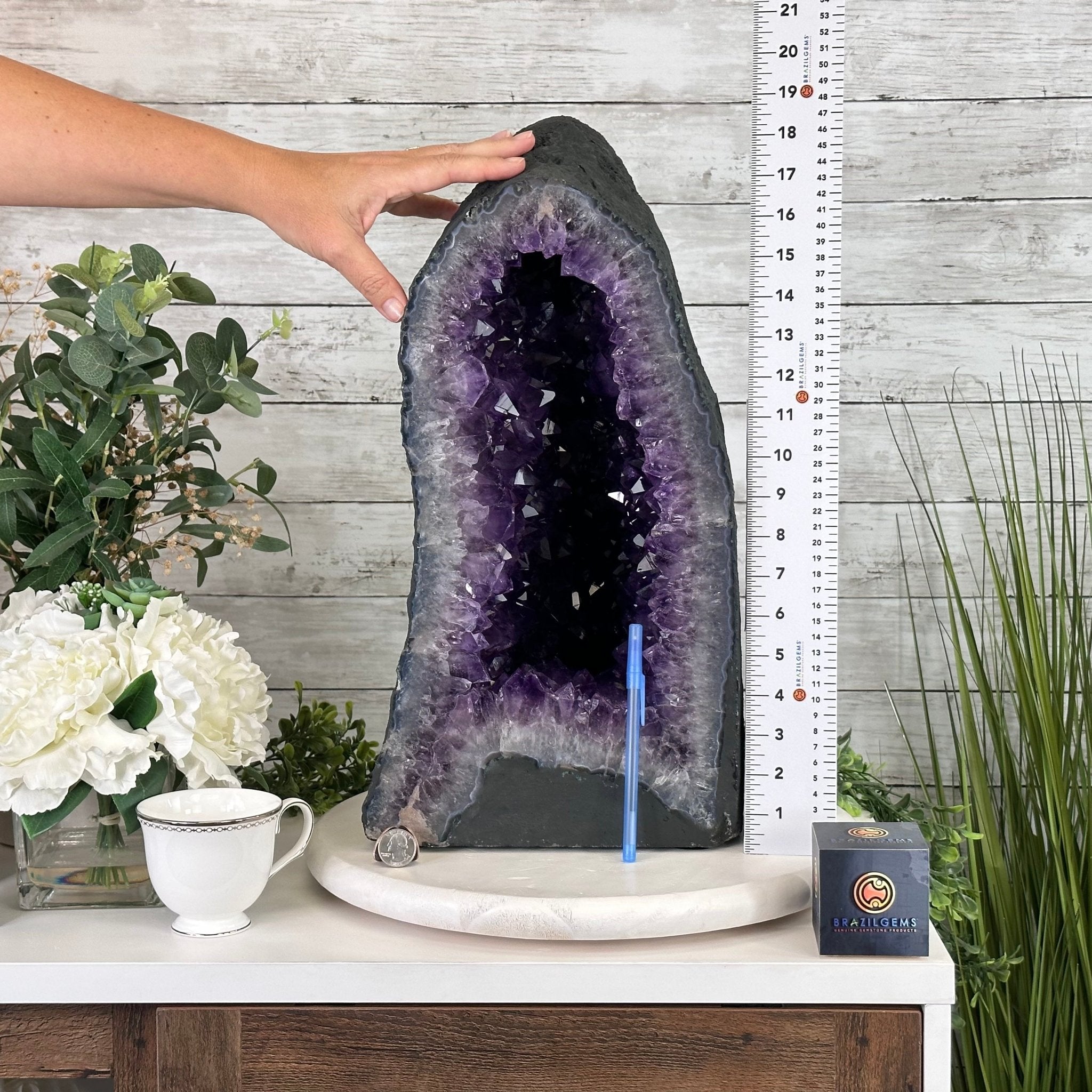 Extra Plus Quality Brazilian Amethyst Cathedral, 74.2 lbs & 19.1" Tall, Model #5601-0884 by Brazil Gems - Brazil GemsBrazil GemsExtra Plus Quality Brazilian Amethyst Cathedral, 74.2 lbs & 19.1" Tall, Model #5601-0884 by Brazil GemsCathedrals5601-0884