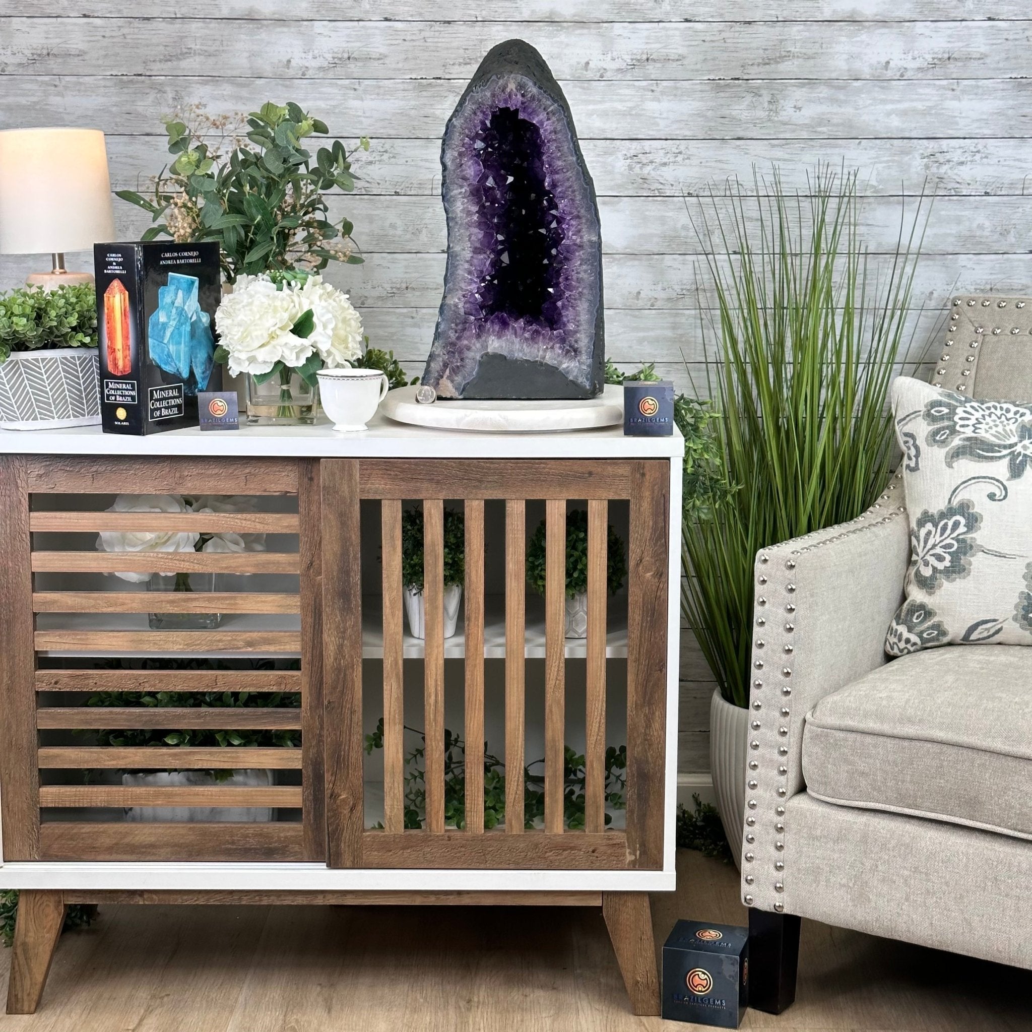 Extra Plus Quality Brazilian Amethyst Cathedral, 74.2 lbs & 19.1" Tall, Model #5601-0884 by Brazil Gems - Brazil GemsBrazil GemsExtra Plus Quality Brazilian Amethyst Cathedral, 74.2 lbs & 19.1" Tall, Model #5601-0884 by Brazil GemsCathedrals5601-0884