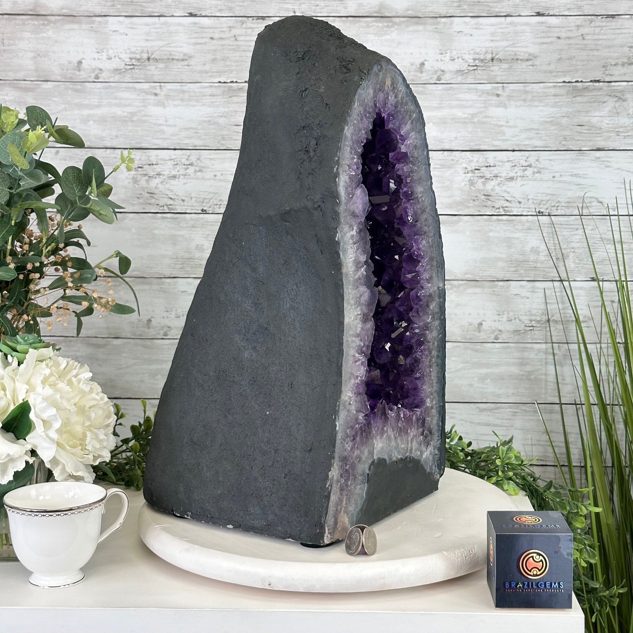 Extra Plus Quality Brazilian Amethyst Cathedral, 74.2 lbs & 19.1" Tall, Model #5601-0884 by Brazil Gems - Brazil GemsBrazil GemsExtra Plus Quality Brazilian Amethyst Cathedral, 74.2 lbs & 19.1" Tall, Model #5601-0884 by Brazil GemsCathedrals5601-0884