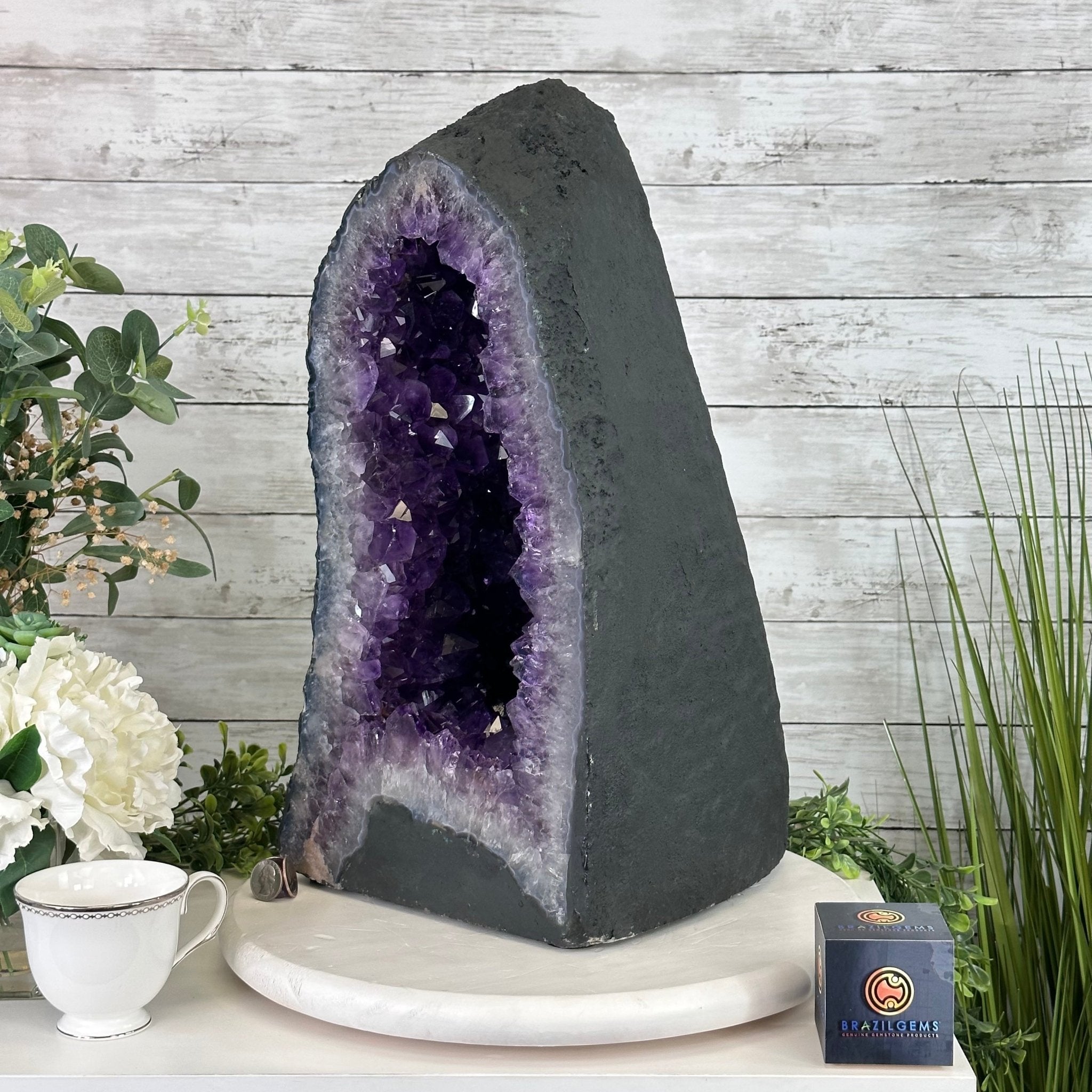 Extra Plus Quality Brazilian Amethyst Cathedral, 74.2 lbs & 19.1" Tall, Model #5601-0884 by Brazil Gems - Brazil GemsBrazil GemsExtra Plus Quality Brazilian Amethyst Cathedral, 74.2 lbs & 19.1" Tall, Model #5601-0884 by Brazil GemsCathedrals5601-0884