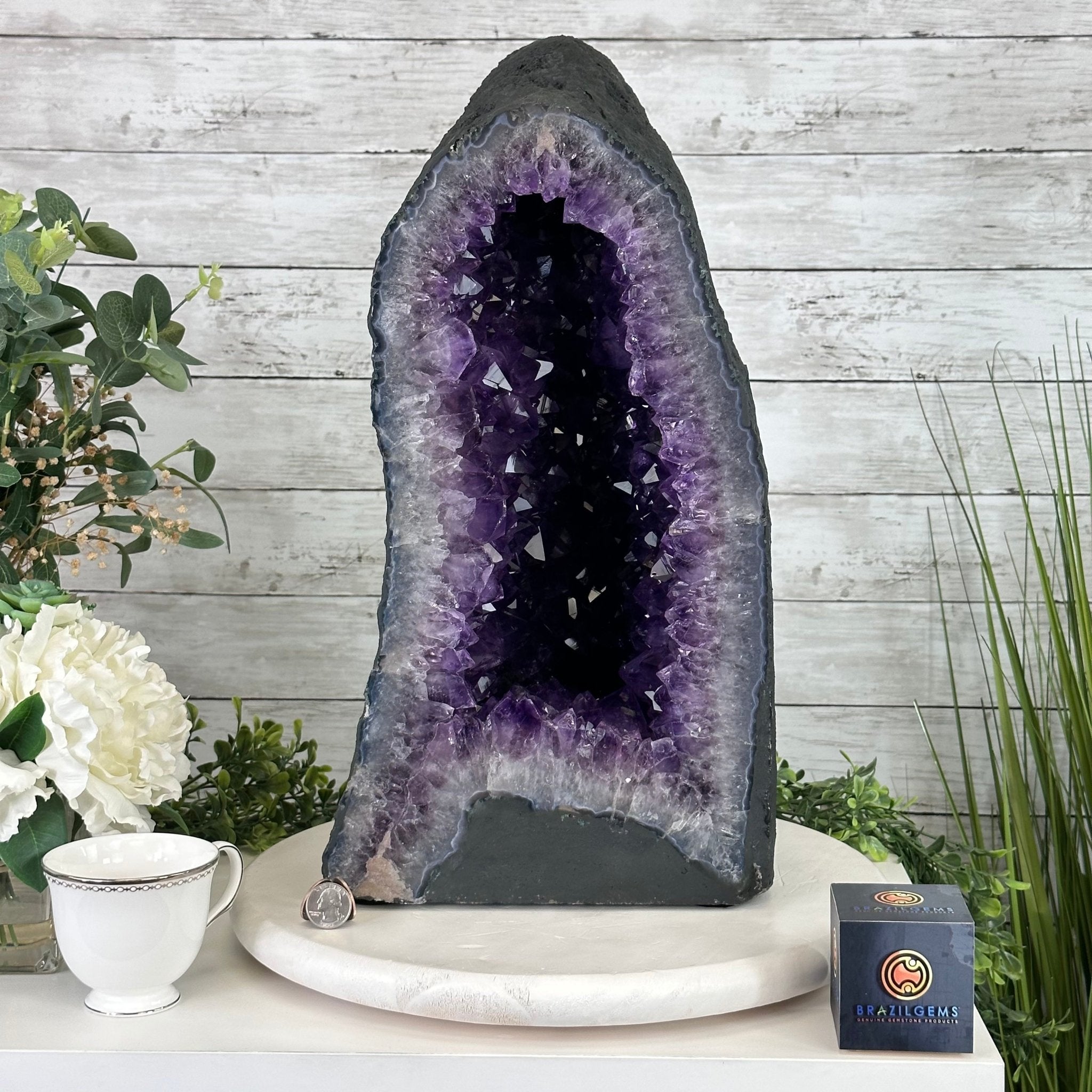 Extra Plus Quality Brazilian Amethyst Cathedral, 74.2 lbs & 19.1" Tall, Model #5601-0884 by Brazil Gems - Brazil GemsBrazil GemsExtra Plus Quality Brazilian Amethyst Cathedral, 74.2 lbs & 19.1" Tall, Model #5601-0884 by Brazil GemsCathedrals5601-0884