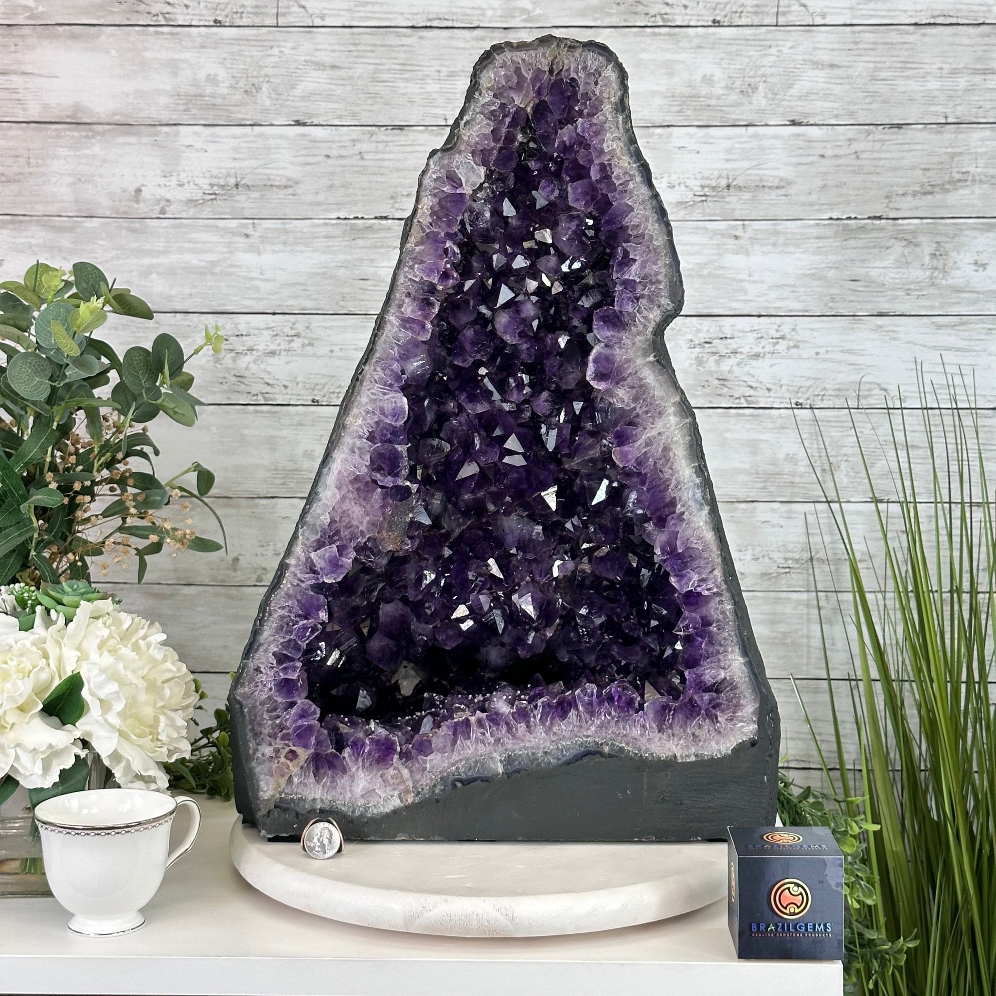 Extra Plus Quality Brazilian Amethyst Cathedral, 74.4 lbs & 21" Tall, Model #5601-0885 by Brazil Gems - Brazil GemsBrazil GemsExtra Plus Quality Brazilian Amethyst Cathedral, 74.4 lbs & 21" Tall, Model #5601-0885 by Brazil GemsCathedrals5601-0885