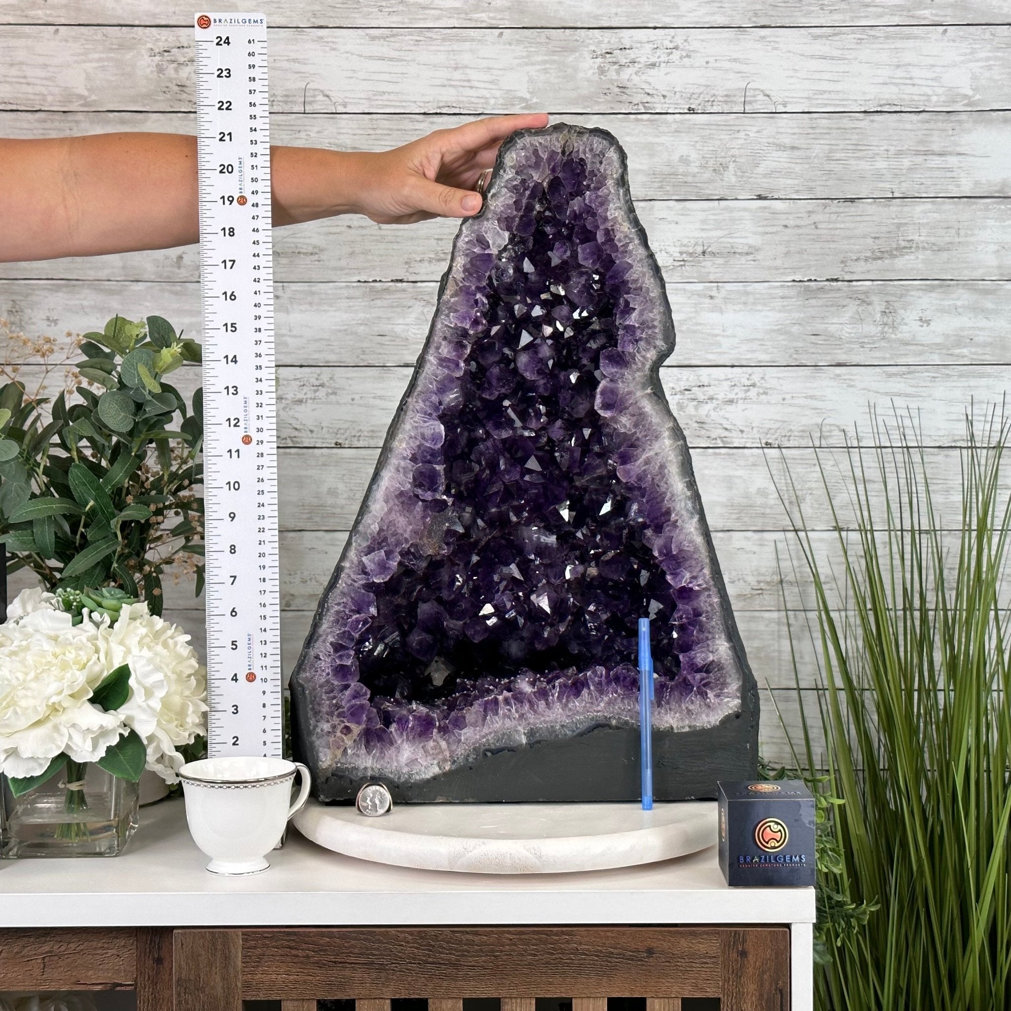 Extra Plus Quality Brazilian Amethyst Cathedral, 74.4 lbs & 21" Tall, Model #5601-0885 by Brazil Gems - Brazil GemsBrazil GemsExtra Plus Quality Brazilian Amethyst Cathedral, 74.4 lbs & 21" Tall, Model #5601-0885 by Brazil GemsCathedrals5601-0885