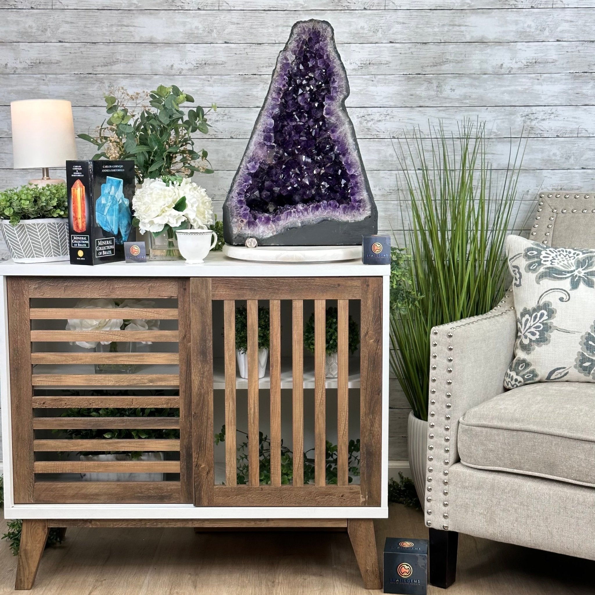 Extra Plus Quality Brazilian Amethyst Cathedral, 74.4 lbs & 21" Tall, Model #5601-0885 by Brazil Gems - Brazil GemsBrazil GemsExtra Plus Quality Brazilian Amethyst Cathedral, 74.4 lbs & 21" Tall, Model #5601-0885 by Brazil GemsCathedrals5601-0885