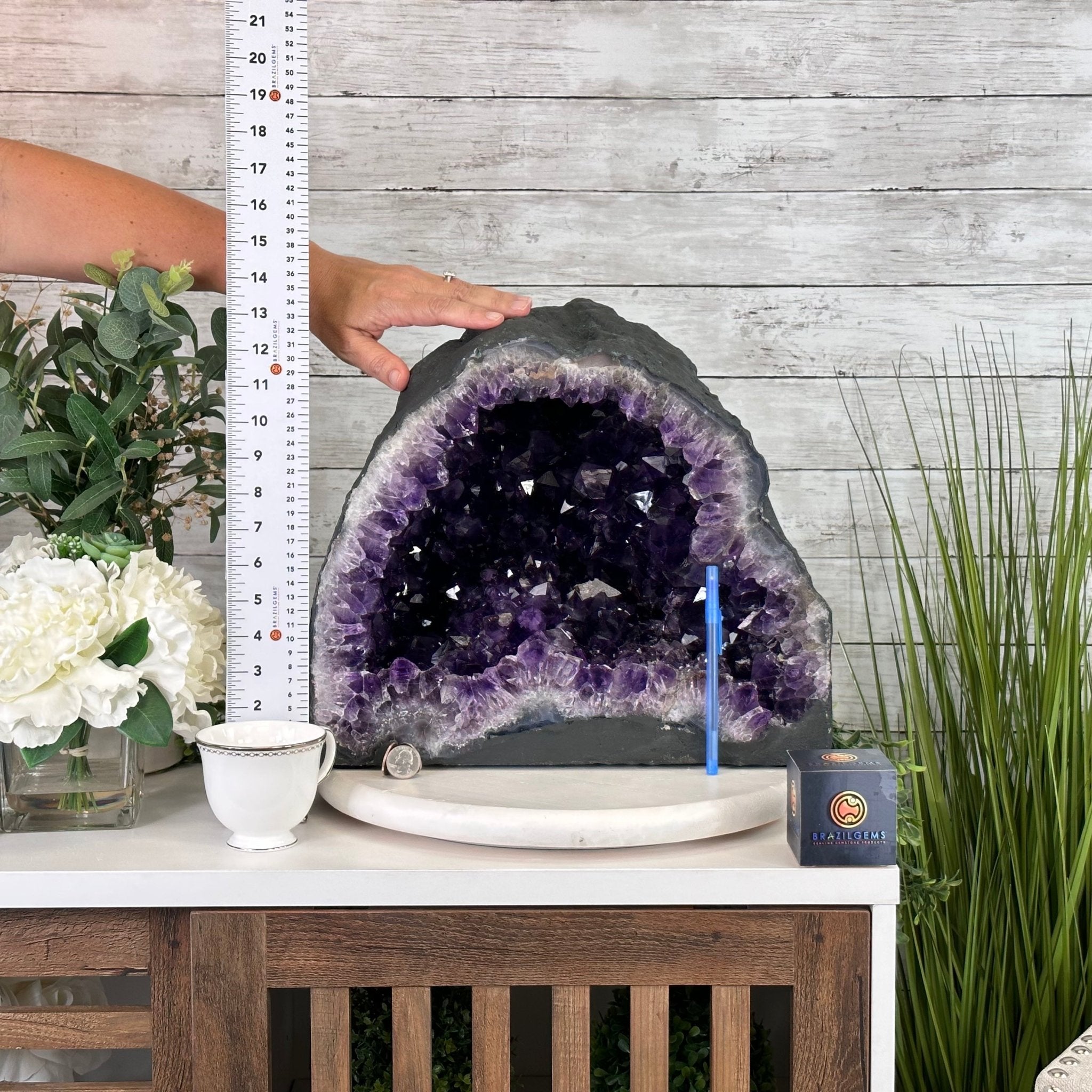 Extra Plus Quality Brazilian Amethyst Cathedral, 74.7 lbs & 13.5" Tall, Model #5601-0886 by Brazil Gems - Brazil GemsBrazil GemsExtra Plus Quality Brazilian Amethyst Cathedral, 74.7 lbs & 13.5" Tall, Model #5601-0886 by Brazil GemsCathedrals5601-0886