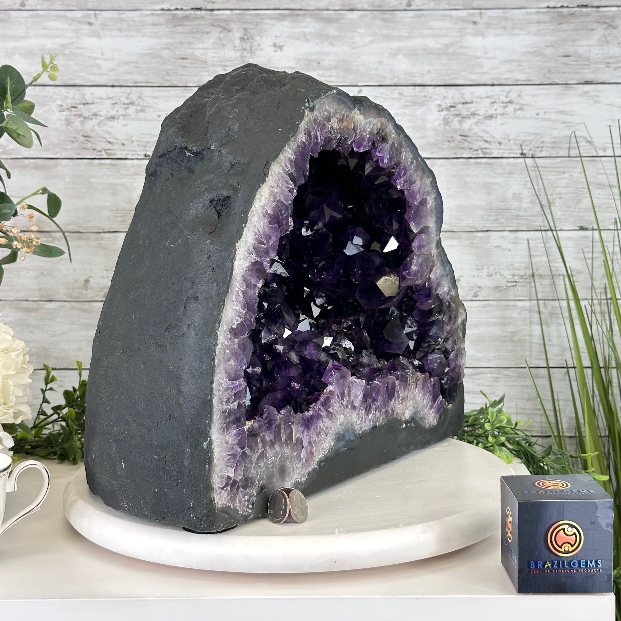 Extra Plus Quality Brazilian Amethyst Cathedral, 74.7 lbs & 13.5" Tall, Model #5601-0886 by Brazil Gems - Brazil GemsBrazil GemsExtra Plus Quality Brazilian Amethyst Cathedral, 74.7 lbs & 13.5" Tall, Model #5601-0886 by Brazil GemsCathedrals5601-0886