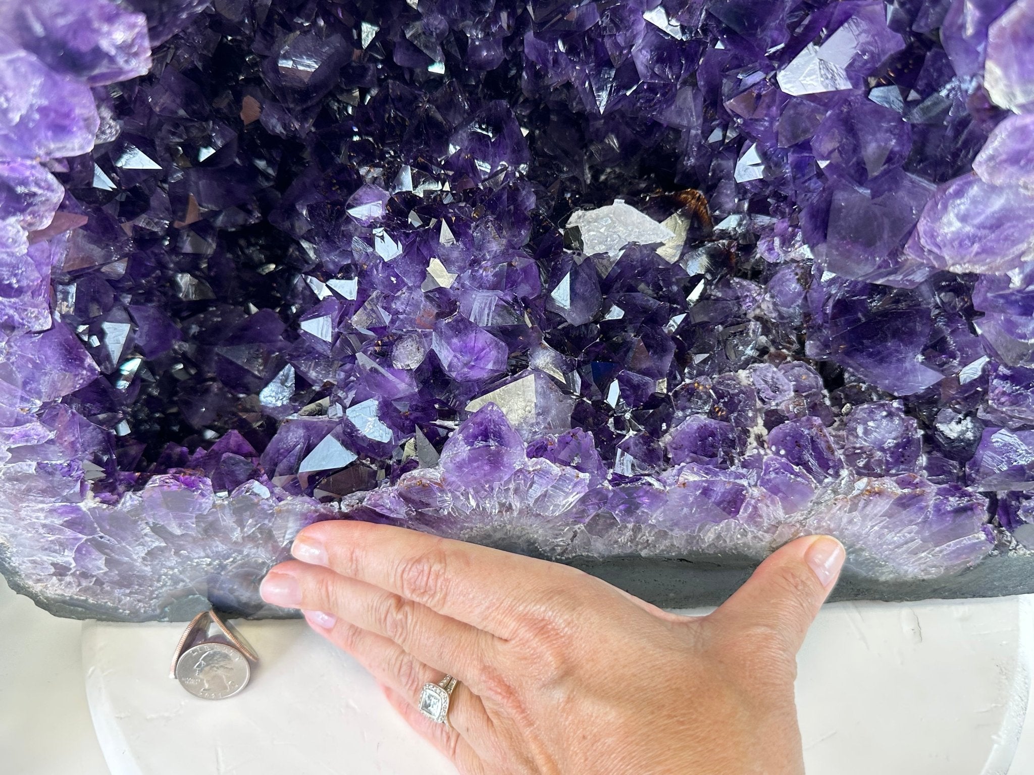 Extra Plus Quality Brazilian Amethyst Cathedral, 74.7 lbs & 13.5" Tall, Model #5601-0886 by Brazil Gems - Brazil GemsBrazil GemsExtra Plus Quality Brazilian Amethyst Cathedral, 74.7 lbs & 13.5" Tall, Model #5601-0886 by Brazil GemsCathedrals5601-0886