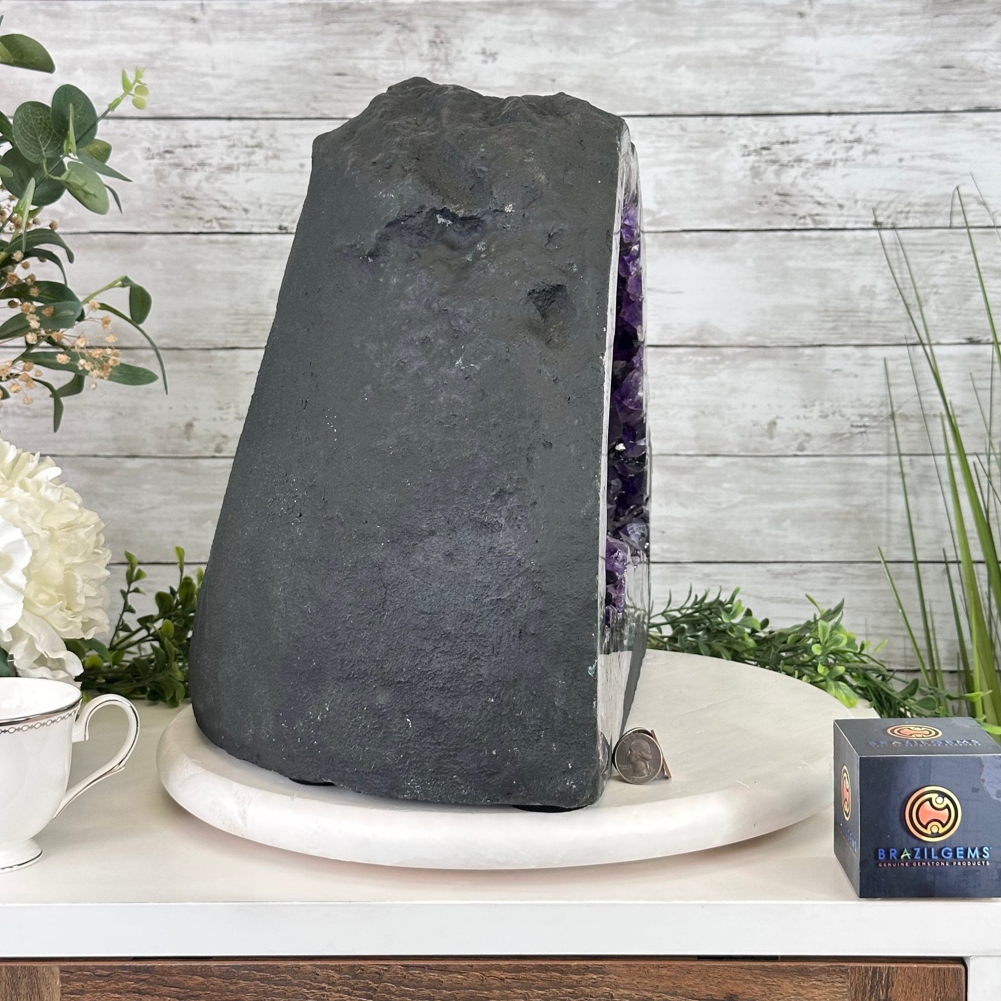 Extra Plus Quality Brazilian Amethyst Cathedral, 74.7 lbs & 13.5" Tall, Model #5601-0886 by Brazil Gems - Brazil GemsBrazil GemsExtra Plus Quality Brazilian Amethyst Cathedral, 74.7 lbs & 13.5" Tall, Model #5601-0886 by Brazil GemsCathedrals5601-0886