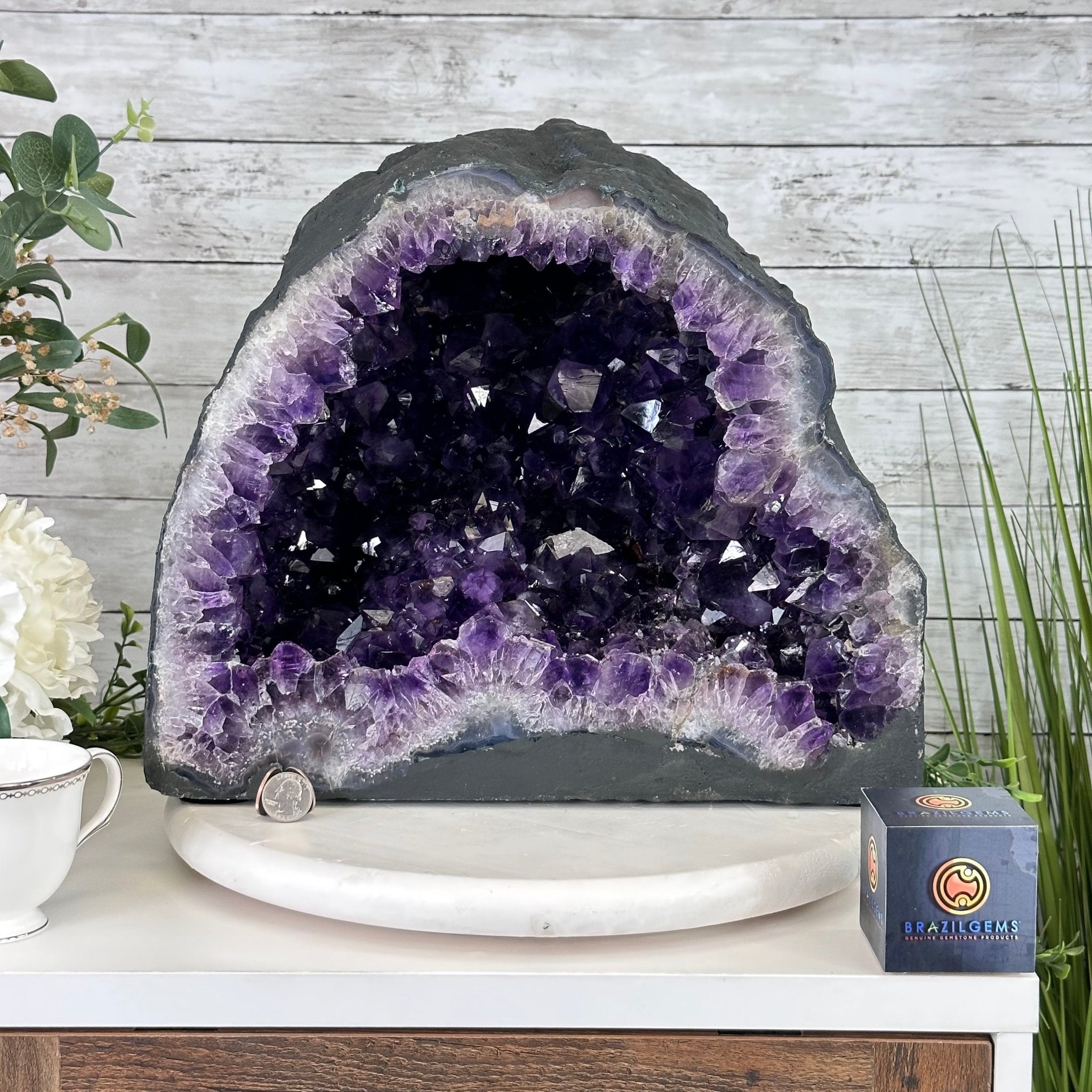 Extra Plus Quality Brazilian Amethyst Cathedral, 74.7 lbs & 13.5" Tall, Model #5601-0886 by Brazil Gems - Brazil GemsBrazil GemsExtra Plus Quality Brazilian Amethyst Cathedral, 74.7 lbs & 13.5" Tall, Model #5601-0886 by Brazil GemsCathedrals5601-0886