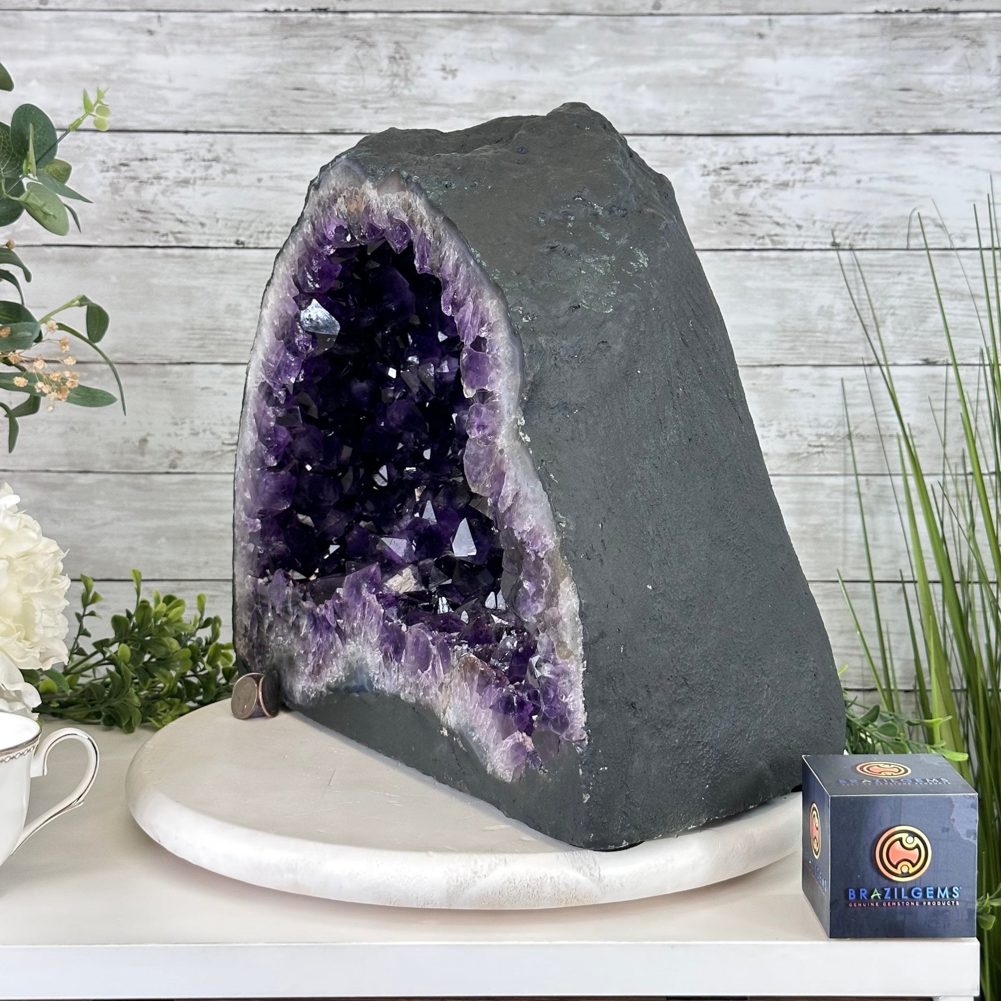 Extra Plus Quality Brazilian Amethyst Cathedral, 74.7 lbs & 13.5" Tall, Model #5601-0886 by Brazil Gems - Brazil GemsBrazil GemsExtra Plus Quality Brazilian Amethyst Cathedral, 74.7 lbs & 13.5" Tall, Model #5601-0886 by Brazil GemsCathedrals5601-0886