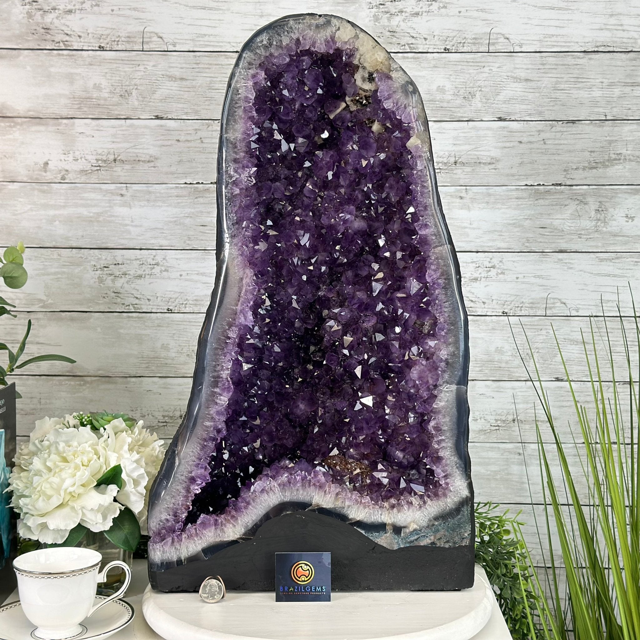 Extra Plus Quality Brazilian Amethyst Cathedral, 77.2 lbs & 24.2" Tall, Model #5601-0992 by Brazil Gems - Brazil GemsBrazil GemsExtra Plus Quality Brazilian Amethyst Cathedral, 77.2 lbs & 24.2" Tall, Model #5601-0992 by Brazil GemsCathedrals5601-0992