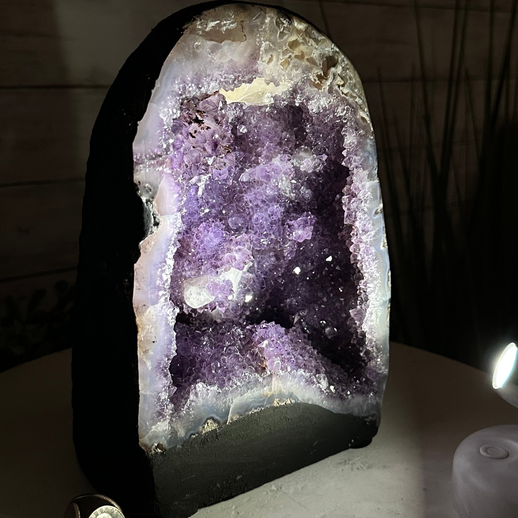 Extra Plus Quality Brazilian Amethyst Cathedral, 9.6 lbs & 8.5" Tall, Model #5601-0955 by Brazil Gems - Brazil GemsBrazil GemsExtra Plus Quality Brazilian Amethyst Cathedral, 9.6 lbs & 8.5" Tall, Model #5601-0955 by Brazil GemsCathedrals5601-0955
