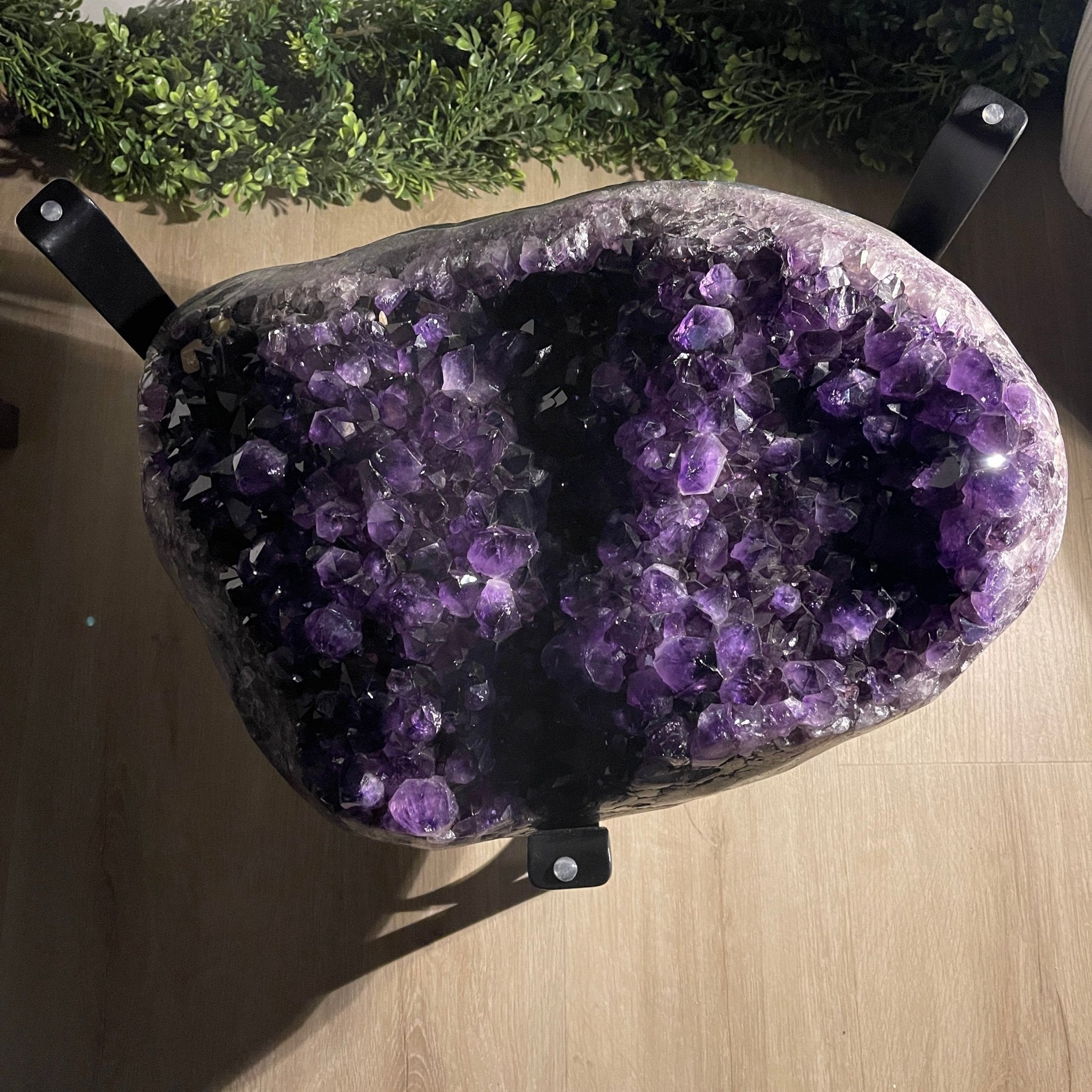 Extra Plus Quality Brazilian Amethyst Coffee Table, 144.6 lbs & 17.75" tall #1385-0035 by Brazil Gems - Brazil GemsBrazil GemsExtra Plus Quality Brazilian Amethyst Coffee Table, 144.6 lbs & 17.75" tall #1385-0035 by Brazil GemsTables: Coffee1385-0035