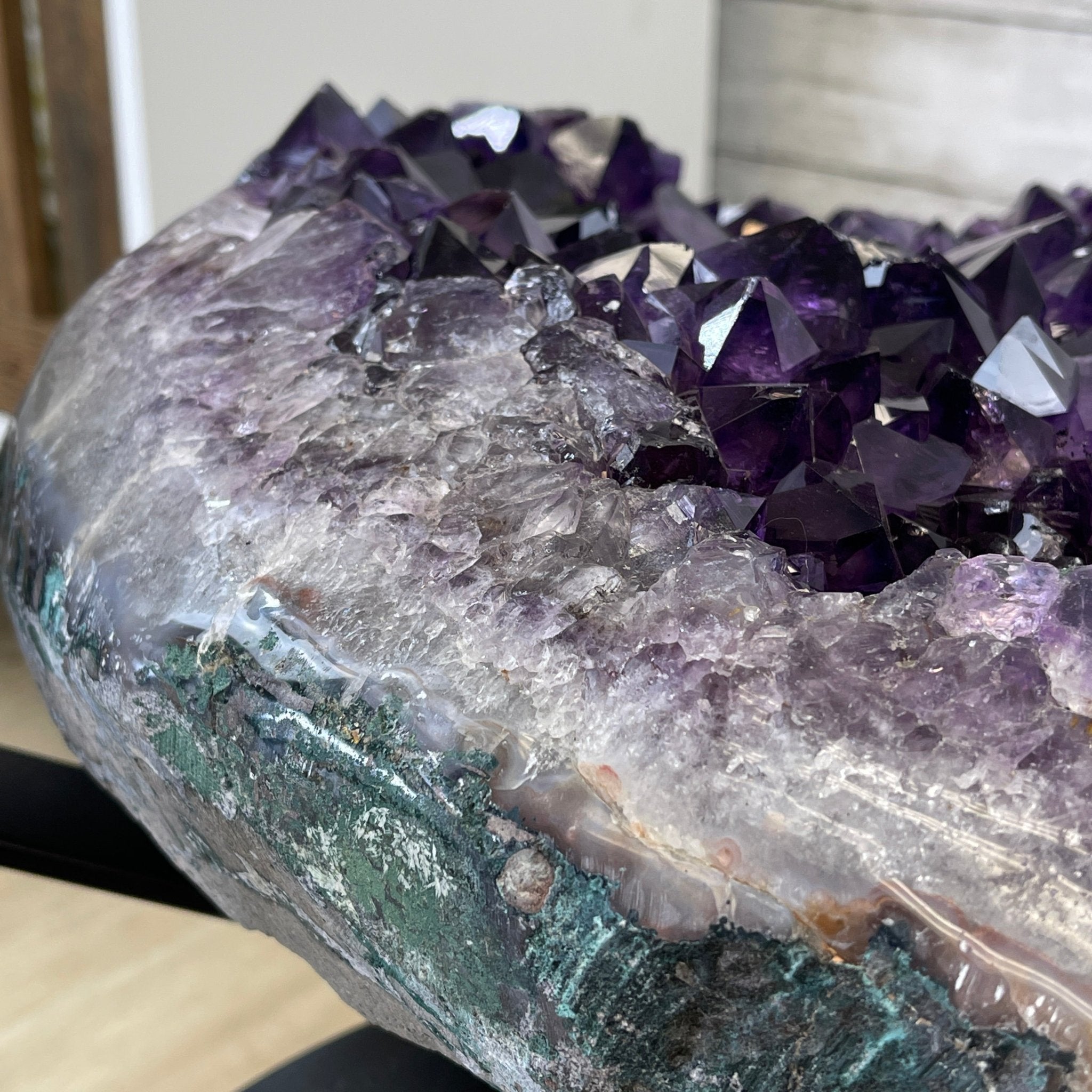 Extra Plus Quality Brazilian Amethyst Coffee Table, 144.6 lbs & 17.75" tall #1385-0035 by Brazil Gems - Brazil GemsBrazil GemsExtra Plus Quality Brazilian Amethyst Coffee Table, 144.6 lbs & 17.75" tall #1385-0035 by Brazil GemsTables: Coffee1385-0035