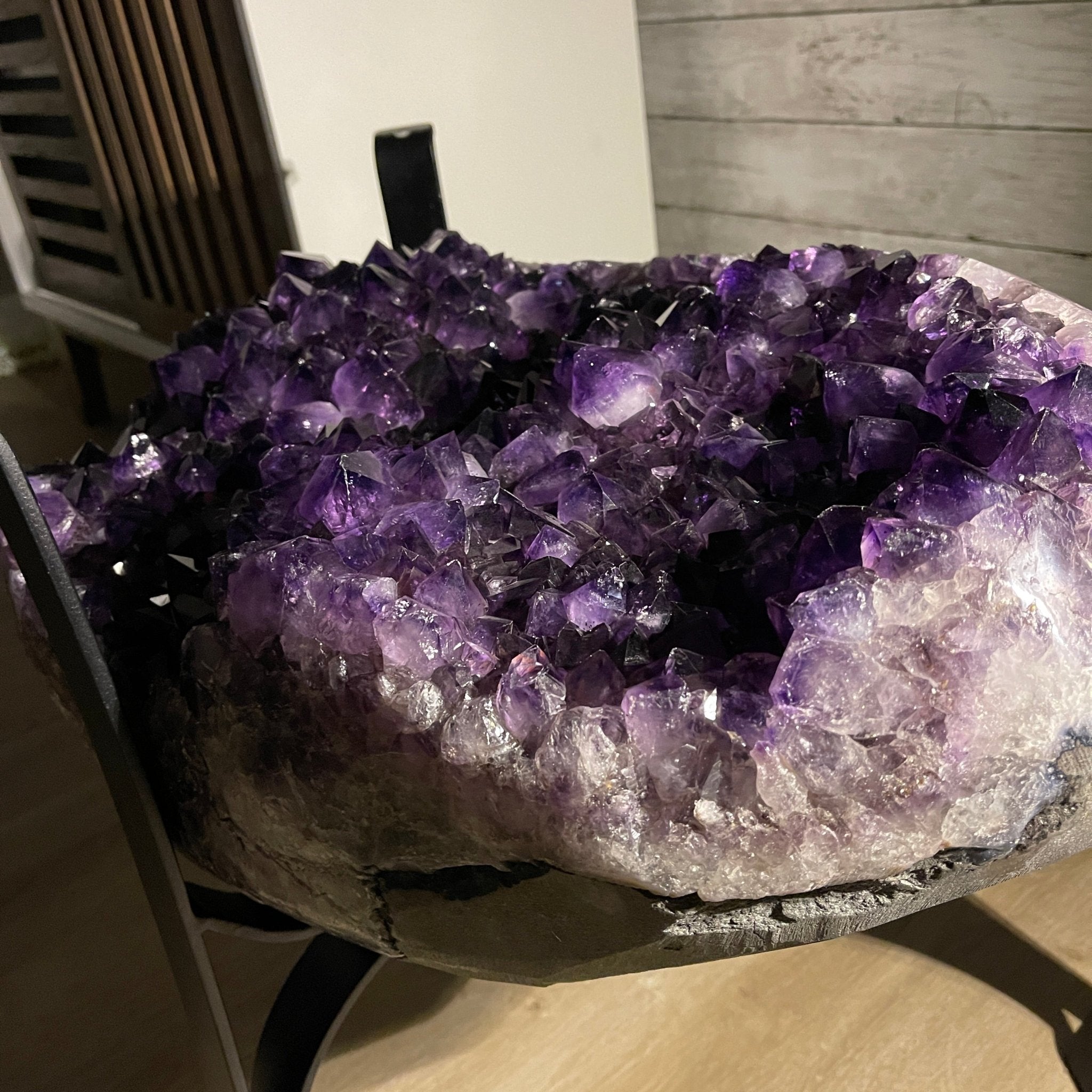 Extra Plus Quality Brazilian Amethyst Coffee Table, 144.6 lbs & 17.75" tall #1385-0035 by Brazil Gems - Brazil GemsBrazil GemsExtra Plus Quality Brazilian Amethyst Coffee Table, 144.6 lbs & 17.75" tall #1385-0035 by Brazil GemsTables: Coffee1385-0035