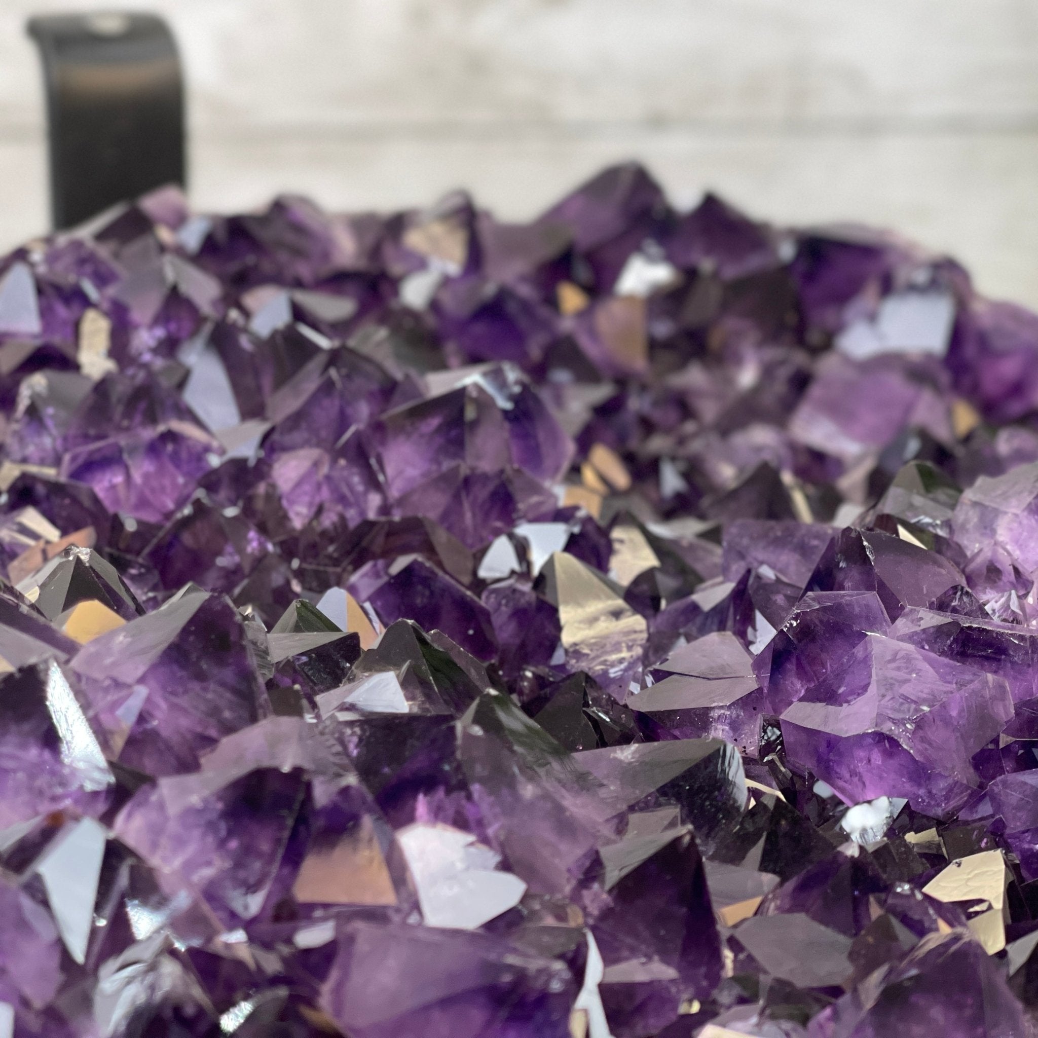 Extra Plus Quality Brazilian Amethyst Coffee Table, 144.6 lbs & 17.75" tall #1385-0035 by Brazil Gems - Brazil GemsBrazil GemsExtra Plus Quality Brazilian Amethyst Coffee Table, 144.6 lbs & 17.75" tall #1385-0035 by Brazil GemsTables: Coffee1385-0035