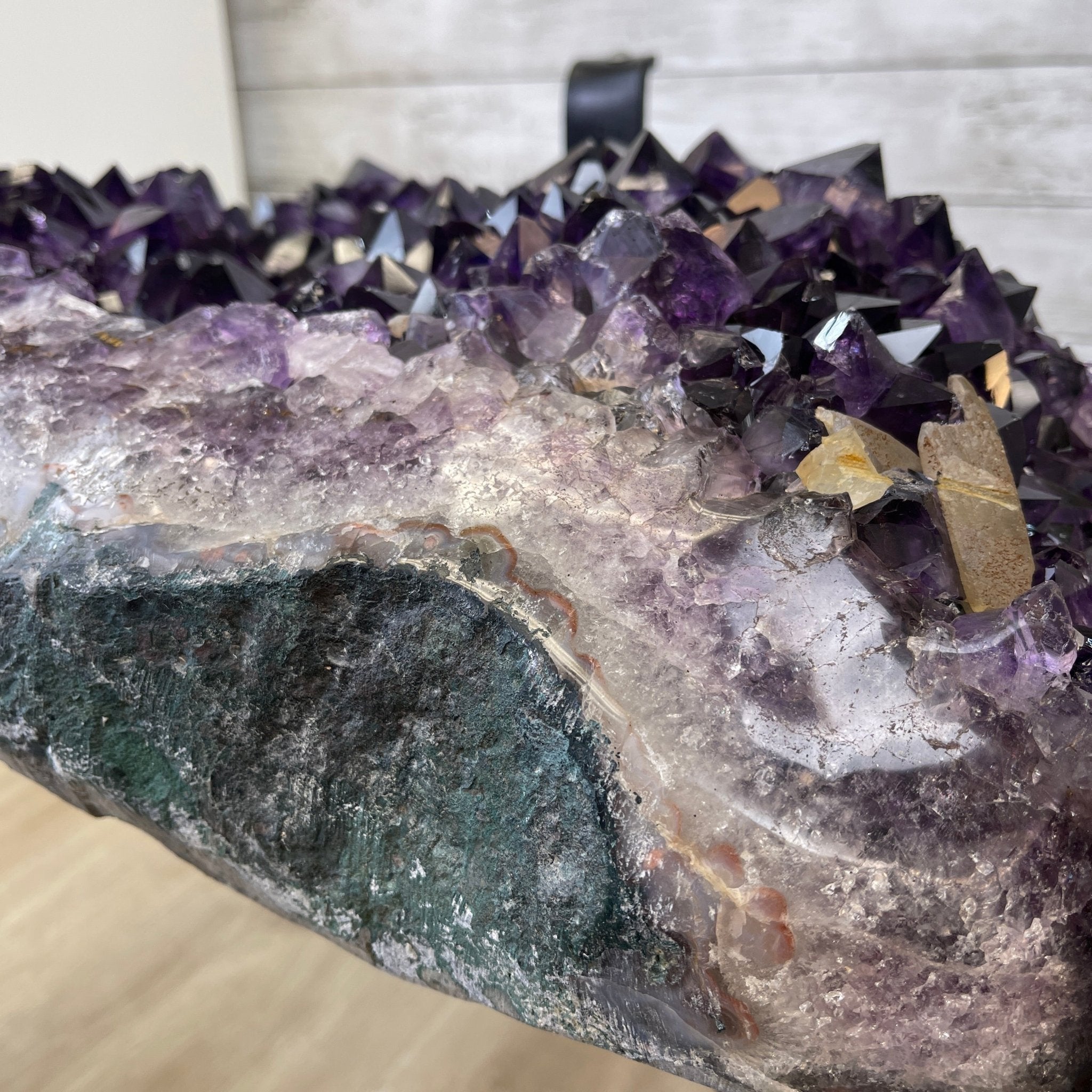 Extra Plus Quality Brazilian Amethyst Coffee Table, 144.6 lbs & 17.75" tall #1385-0035 by Brazil Gems - Brazil GemsBrazil GemsExtra Plus Quality Brazilian Amethyst Coffee Table, 144.6 lbs & 17.75" tall #1385-0035 by Brazil GemsTables: Coffee1385-0035