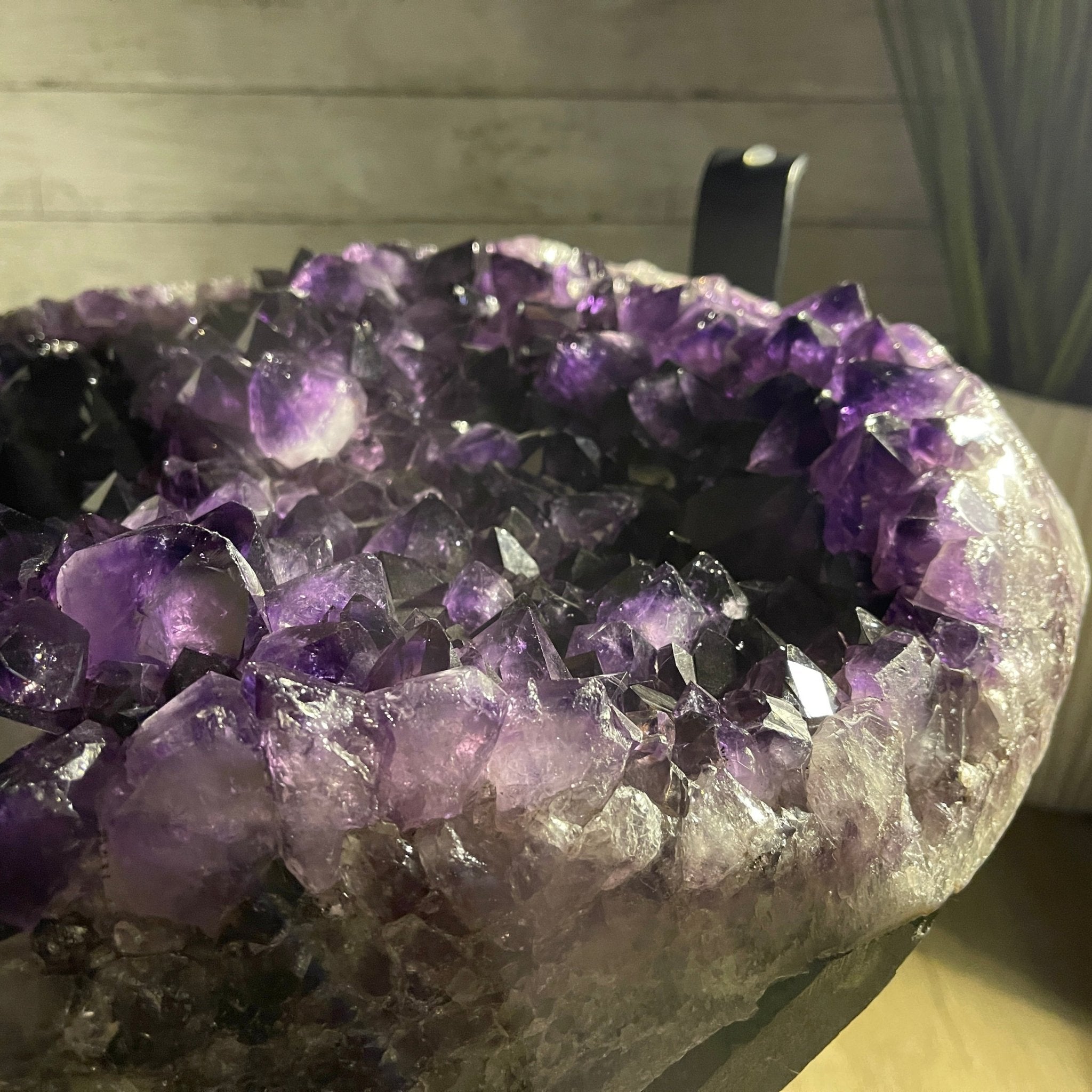 Extra Plus Quality Brazilian Amethyst Coffee Table, 144.6 lbs & 17.75" tall #1385-0035 by Brazil Gems - Brazil GemsBrazil GemsExtra Plus Quality Brazilian Amethyst Coffee Table, 144.6 lbs & 17.75" tall #1385-0035 by Brazil GemsTables: Coffee1385-0035