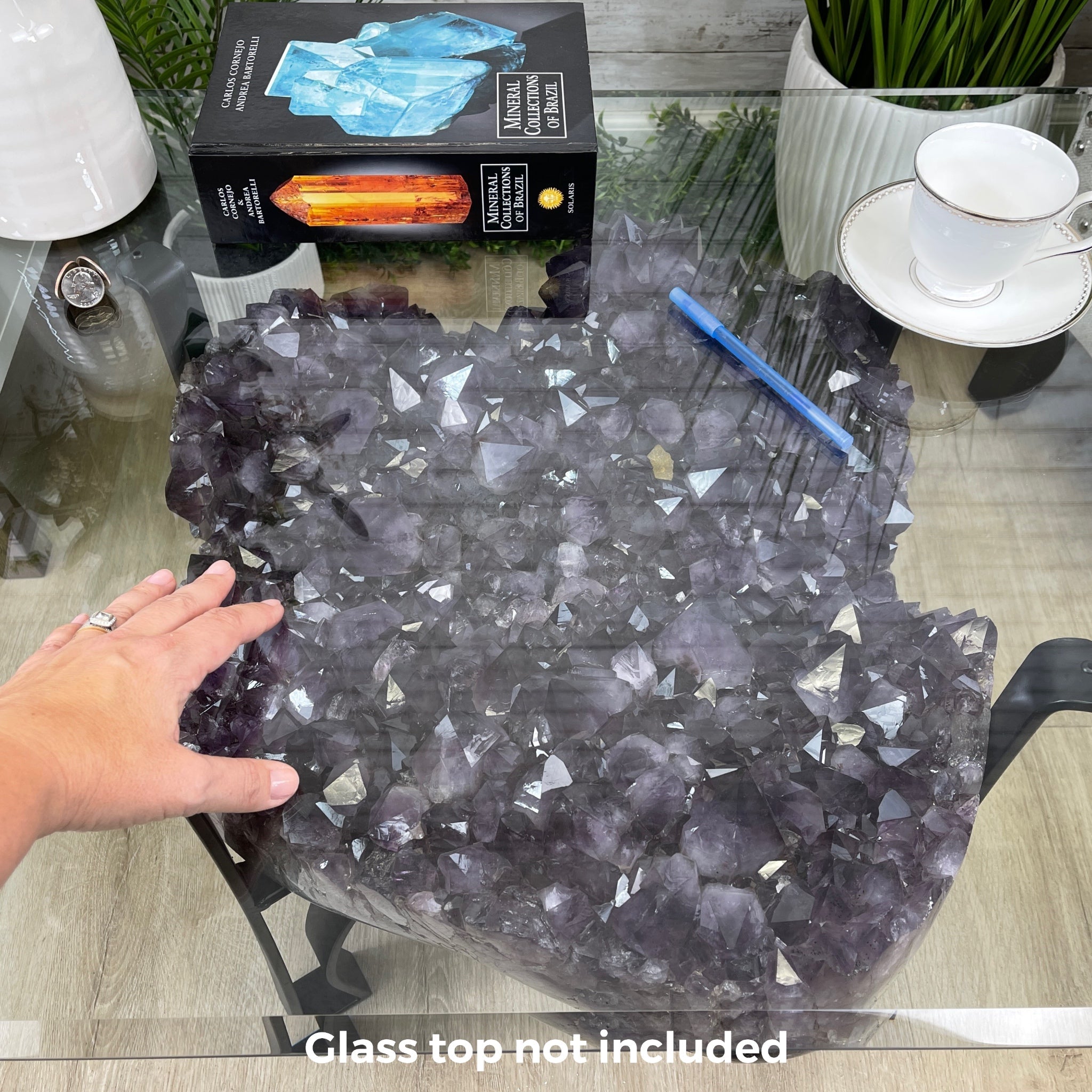 Extra Plus Quality Brazilian Amethyst Coffee Table, 168.3 lbs & 16.25" tall #1385-0086 by Brazil Gems - Brazil GemsBrazil GemsExtra Plus Quality Brazilian Amethyst Coffee Table, 168.3 lbs & 16.25" tall #1385-0086 by Brazil GemsTables: Coffee1385-0086