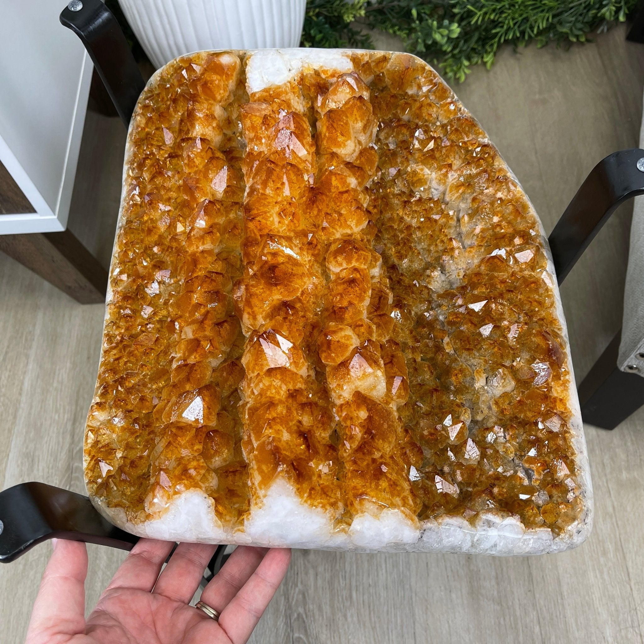 Extra Plus Quality Brazilian Citrine Geode Coffee Table, 53.3 lbs, 17.8" tall on metal base #1386-0017 by Brazil Gems - Brazil GemsBrazil GemsExtra Plus Quality Brazilian Citrine Geode Coffee Table, 53.3 lbs, 17.8" tall on metal base #1386-0017 by Brazil GemsTables: Coffee1386-0017