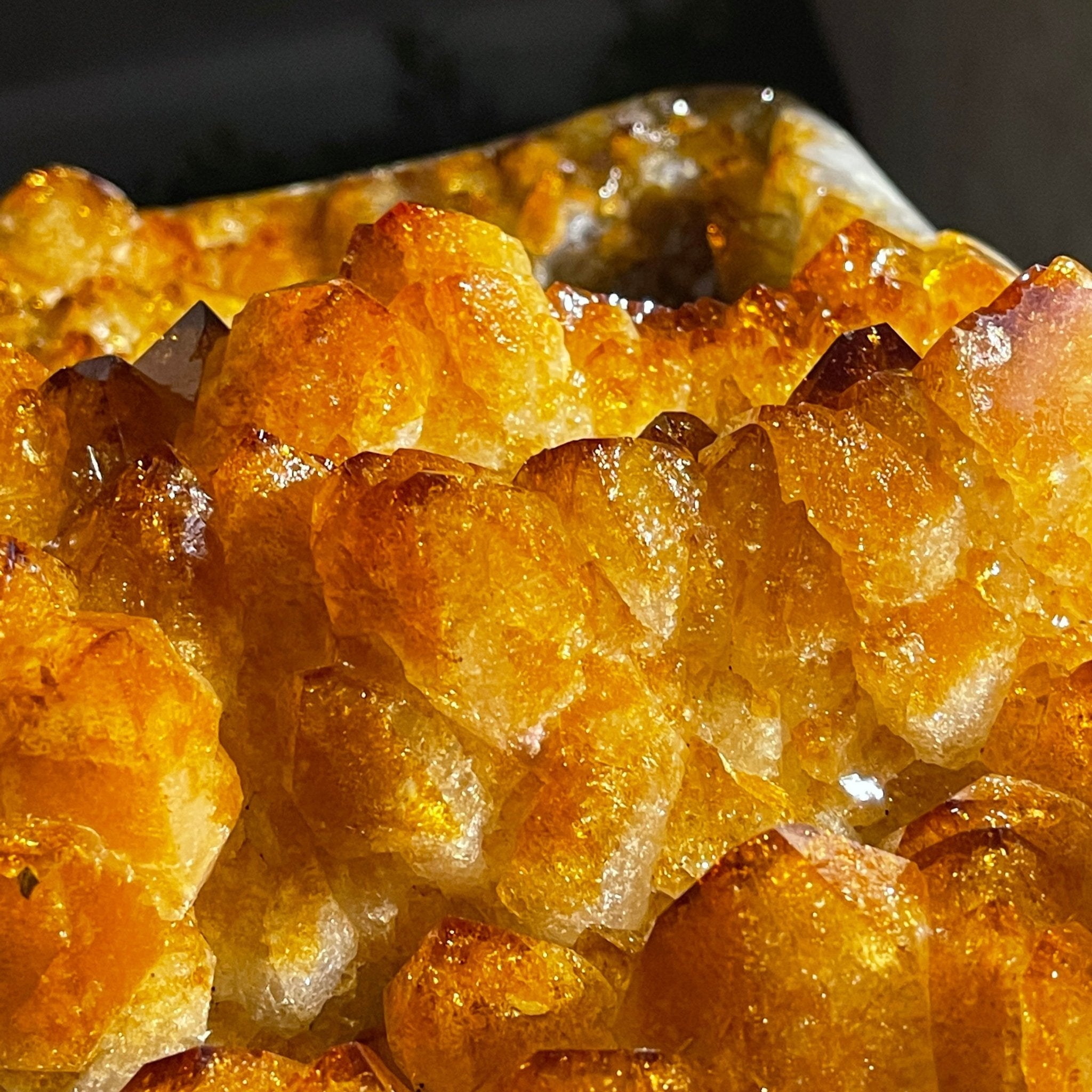 Extra Plus Quality Brazilian Citrine Geode Coffee Table, 53.3 lbs, 17.8" tall on metal base #1386-0017 by Brazil Gems - Brazil GemsBrazil GemsExtra Plus Quality Brazilian Citrine Geode Coffee Table, 53.3 lbs, 17.8" tall on metal base #1386-0017 by Brazil GemsTables: Coffee1386-0017