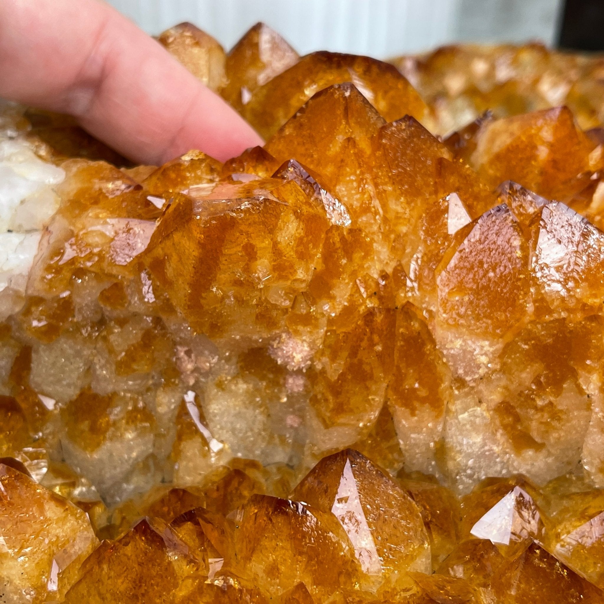 Extra Plus Quality Brazilian Citrine Geode Coffee Table, 53.3 lbs, 17.8" tall on metal base #1386-0017 by Brazil Gems - Brazil GemsBrazil GemsExtra Plus Quality Brazilian Citrine Geode Coffee Table, 53.3 lbs, 17.8" tall on metal base #1386-0017 by Brazil GemsTables: Coffee1386-0017