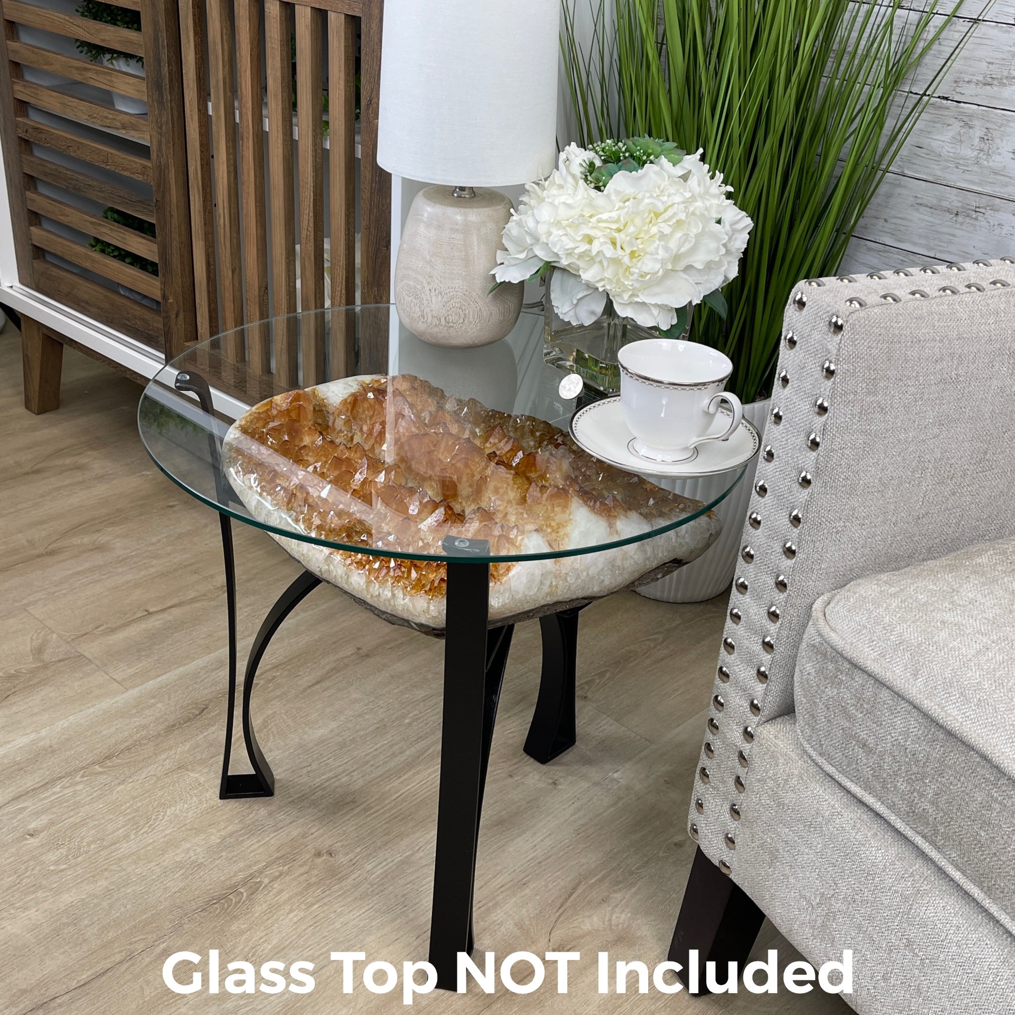 Extra Plus Quality Brazilian Citrine Geode Coffee Table, 53.3 lbs, 17.8" tall on metal base #1386-0017 by Brazil Gems - Brazil GemsBrazil GemsExtra Plus Quality Brazilian Citrine Geode Coffee Table, 53.3 lbs, 17.8" tall on metal base #1386-0017 by Brazil GemsTables: Coffee1386-0017