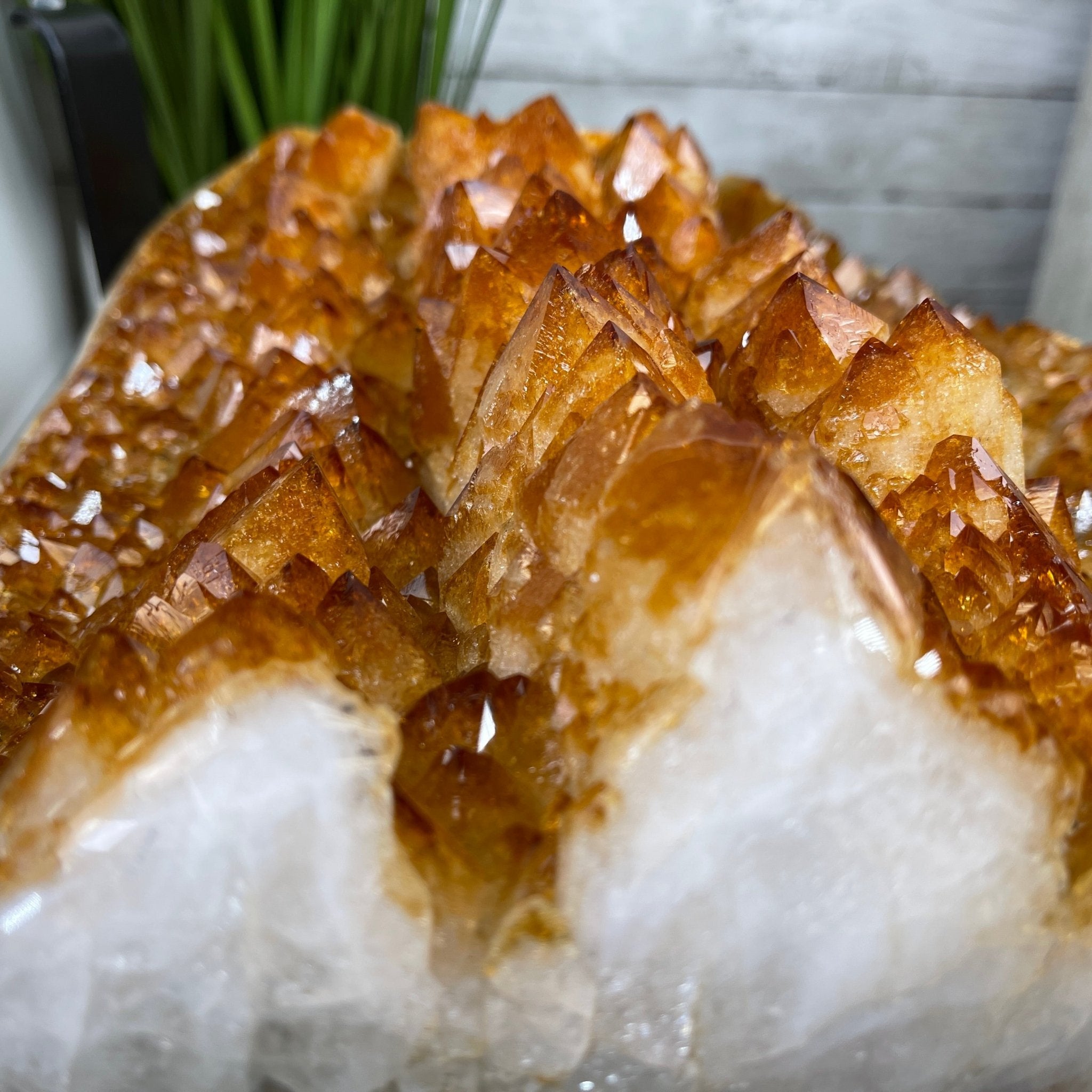 Extra Plus Quality Brazilian Citrine Geode Coffee Table, 53.3 lbs, 17.8" tall on metal base #1386-0017 by Brazil Gems - Brazil GemsBrazil GemsExtra Plus Quality Brazilian Citrine Geode Coffee Table, 53.3 lbs, 17.8" tall on metal base #1386-0017 by Brazil GemsTables: Coffee1386-0017