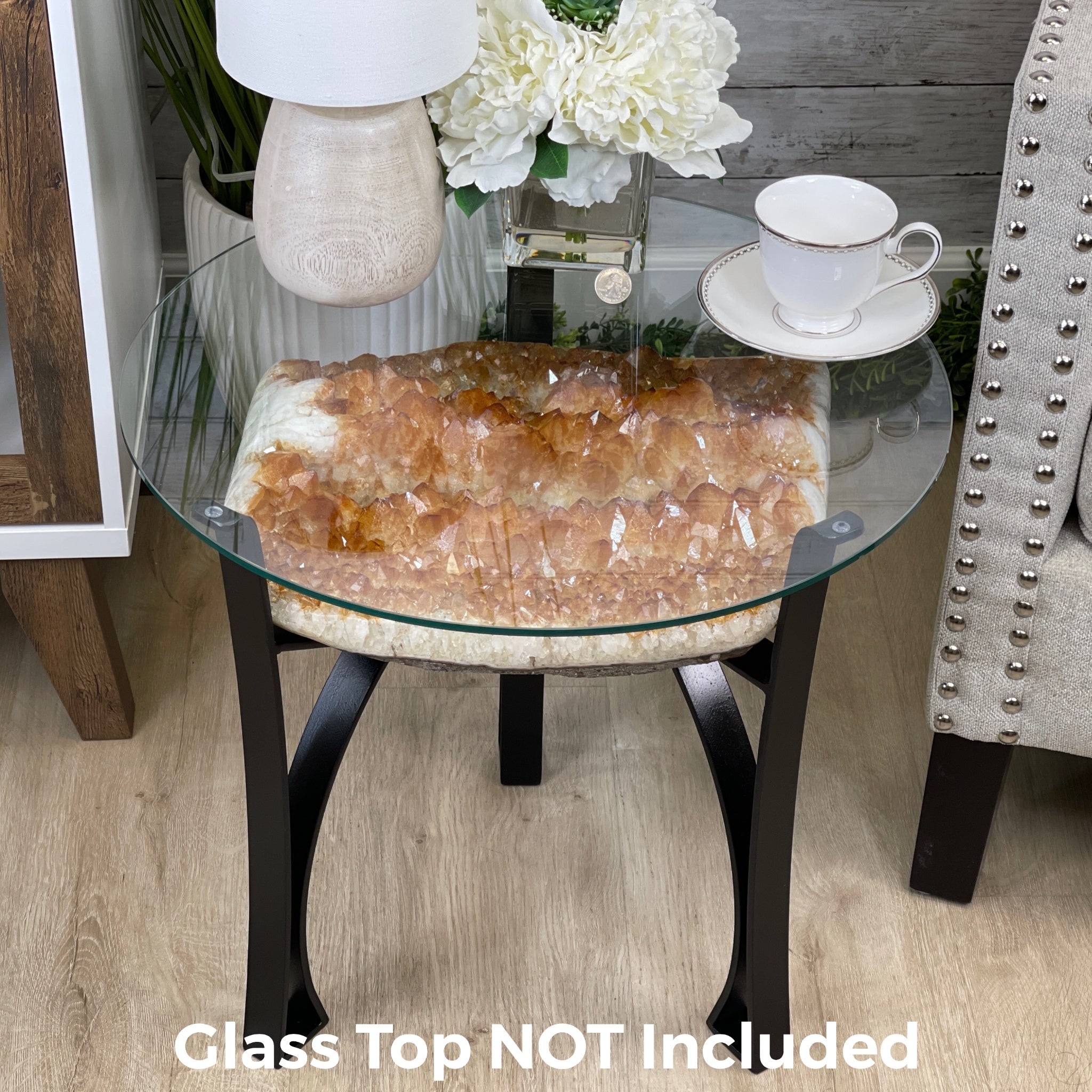 Extra Plus Quality Brazilian Citrine Geode Coffee Table, 53.3 lbs, 17.8" tall on metal base #1386-0017 by Brazil Gems - Brazil GemsBrazil GemsExtra Plus Quality Brazilian Citrine Geode Coffee Table, 53.3 lbs, 17.8" tall on metal base #1386-0017 by Brazil GemsTables: Coffee1386-0017