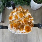 Extra Plus Quality Brazilian Citrine Geode Side Table, 46.1 lbs, 24" tall on a metal base #1392-0008 by Brazil Gems - Brazil GemsBrazil GemsExtra Plus Quality Brazilian Citrine Geode Side Table, 46.1 lbs, 24" tall on a metal base #1392-0008 by Brazil GemsTables: Side1392-0008