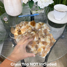 Extra Plus Quality Brazilian Citrine Geode Side Table, 48.5 lbs, 24" tall on a metal base #1392-0010 by Brazil Gems - Brazil GemsBrazil GemsExtra Plus Quality Brazilian Citrine Geode Side Table, 48.5 lbs, 24" tall on a metal base #1392-0010 by Brazil GemsTables: Side1392-0010