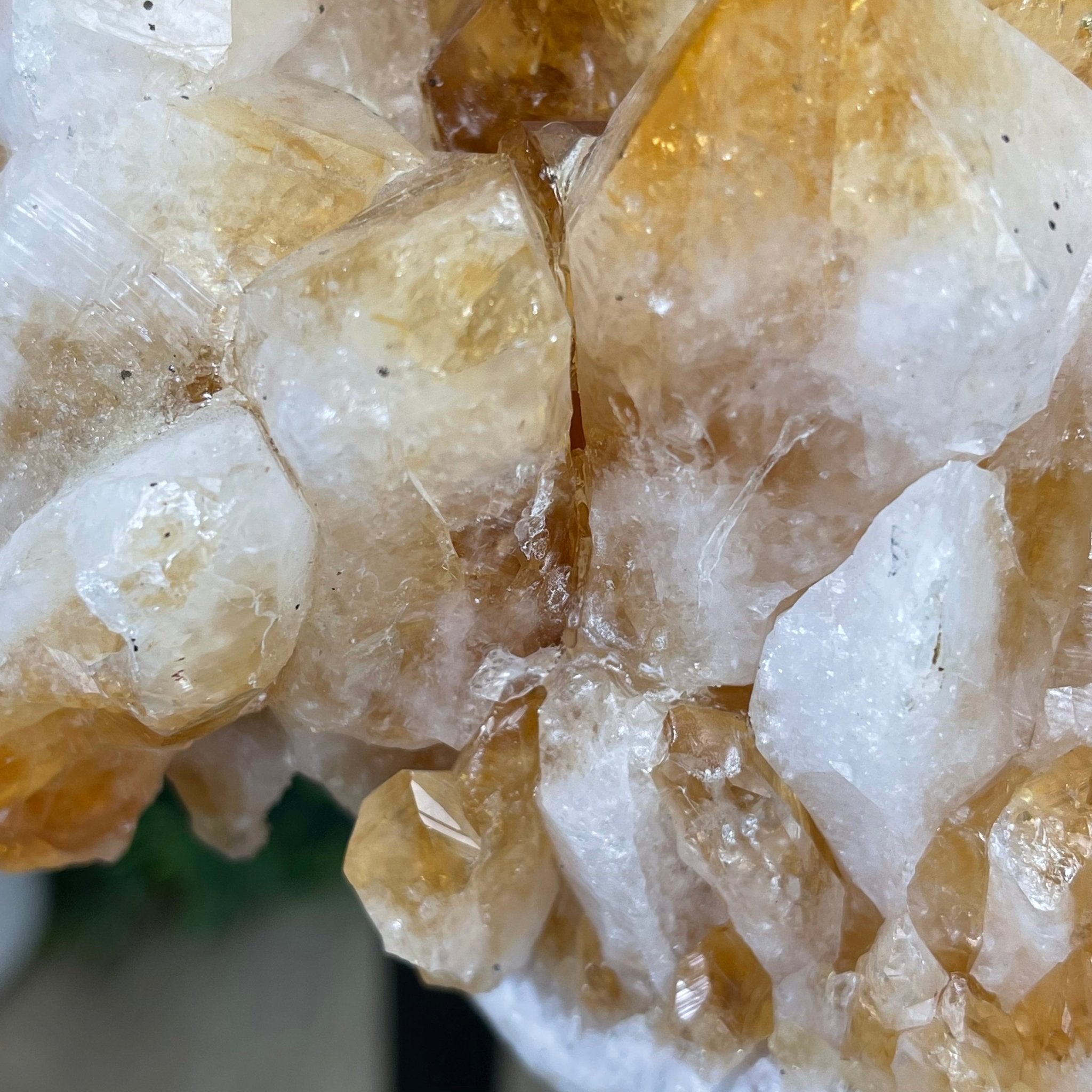 Extra Plus Quality Brazilian Citrine Geode Side Table, 48.5 lbs, 24" tall on a metal base #1392-0010 by Brazil Gems - Brazil GemsBrazil GemsExtra Plus Quality Brazilian Citrine Geode Side Table, 48.5 lbs, 24" tall on a metal base #1392-0010 by Brazil GemsTables: Side1392-0010
