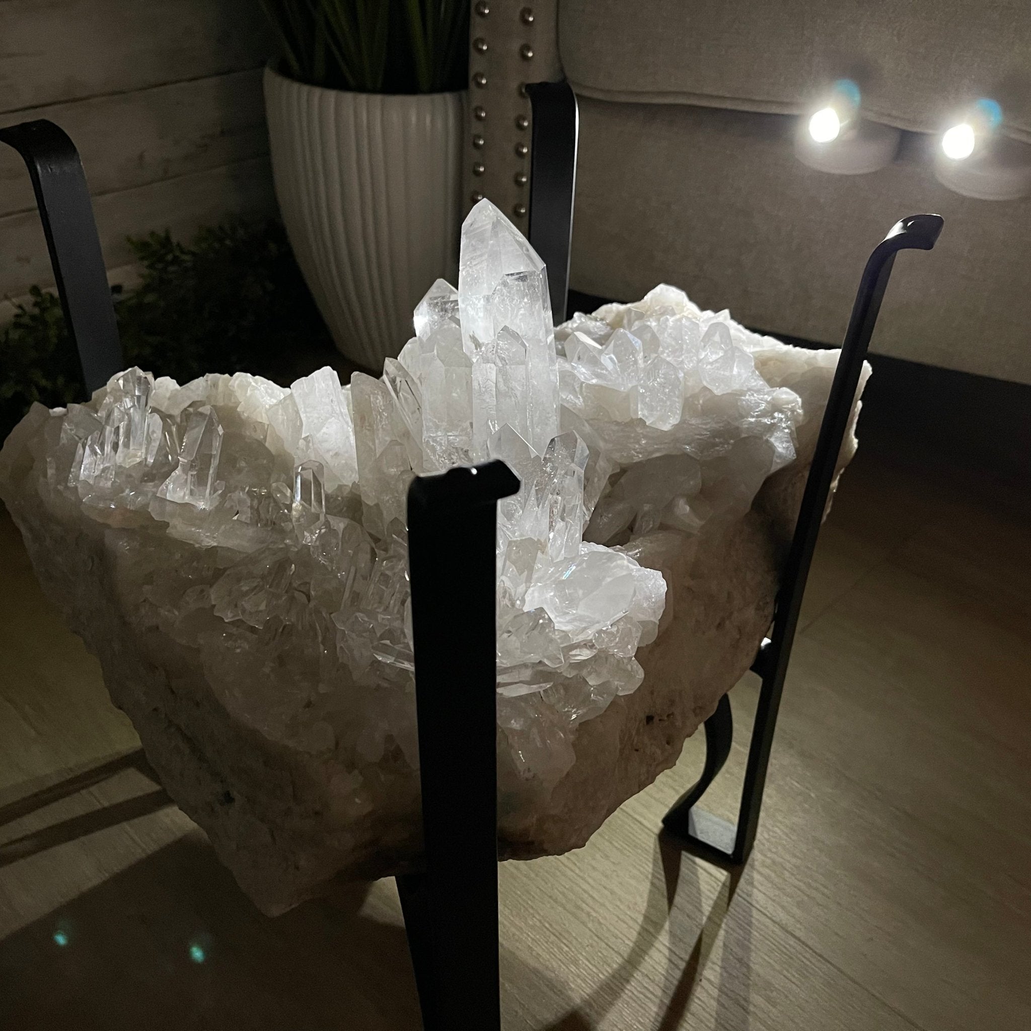 Extra Plus Quality Brazilian Clear Quartz Coffee Table, 64.4 lbs & 16" tall #1389-0006 by Brazil Gems - Brazil GemsBrazil GemsExtra Plus Quality Brazilian Clear Quartz Coffee Table, 64.4 lbs & 16" tall #1389-0006 by Brazil GemsTables: Coffee1389-0006