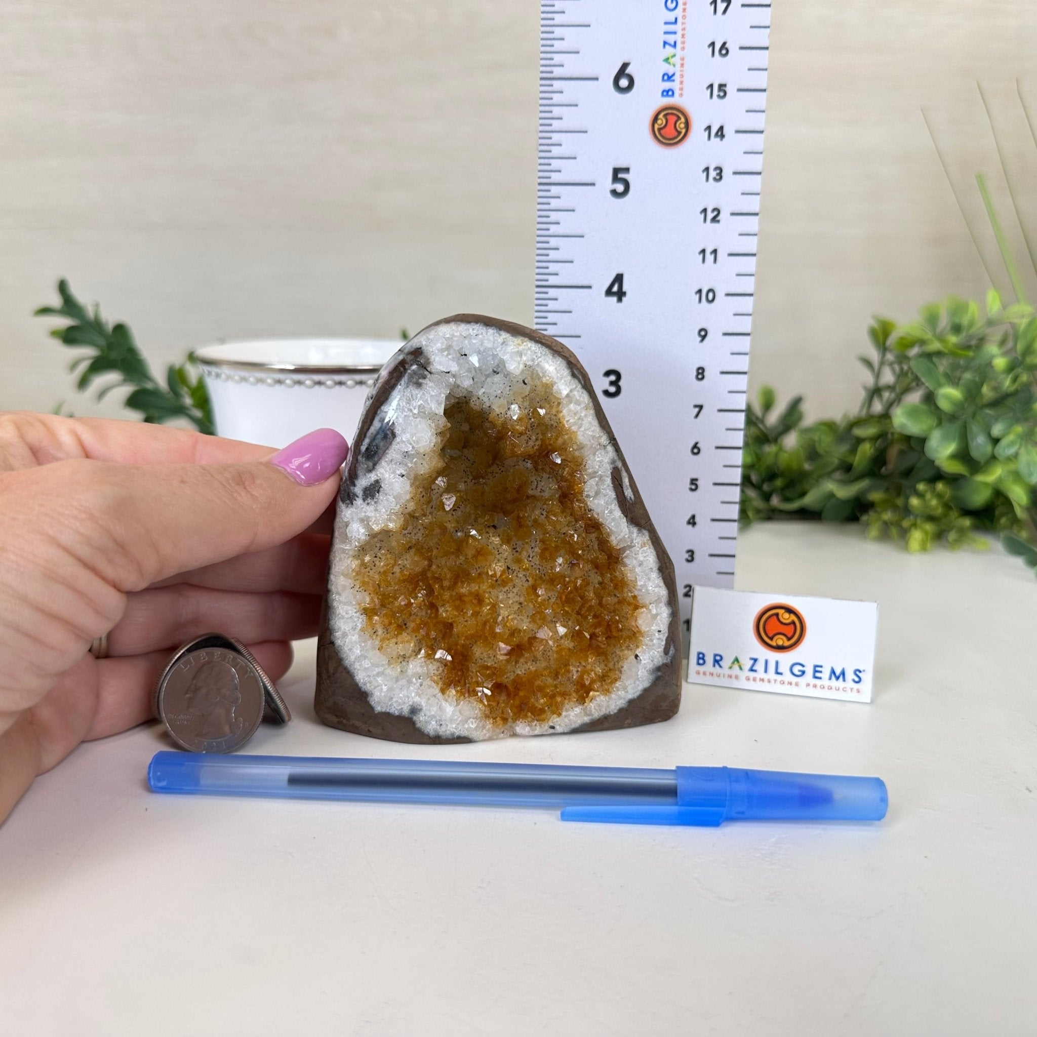 Extra Plus Quality Citrine Cluster w/ flat base, 3.9" Tall 5612 - 0206 - Brazil GemsBrazil GemsExtra Plus Quality Citrine Cluster w/ flat base, 3.9" Tall 5612 - 0206Small Clusters with Flat Bases5612 - 0206