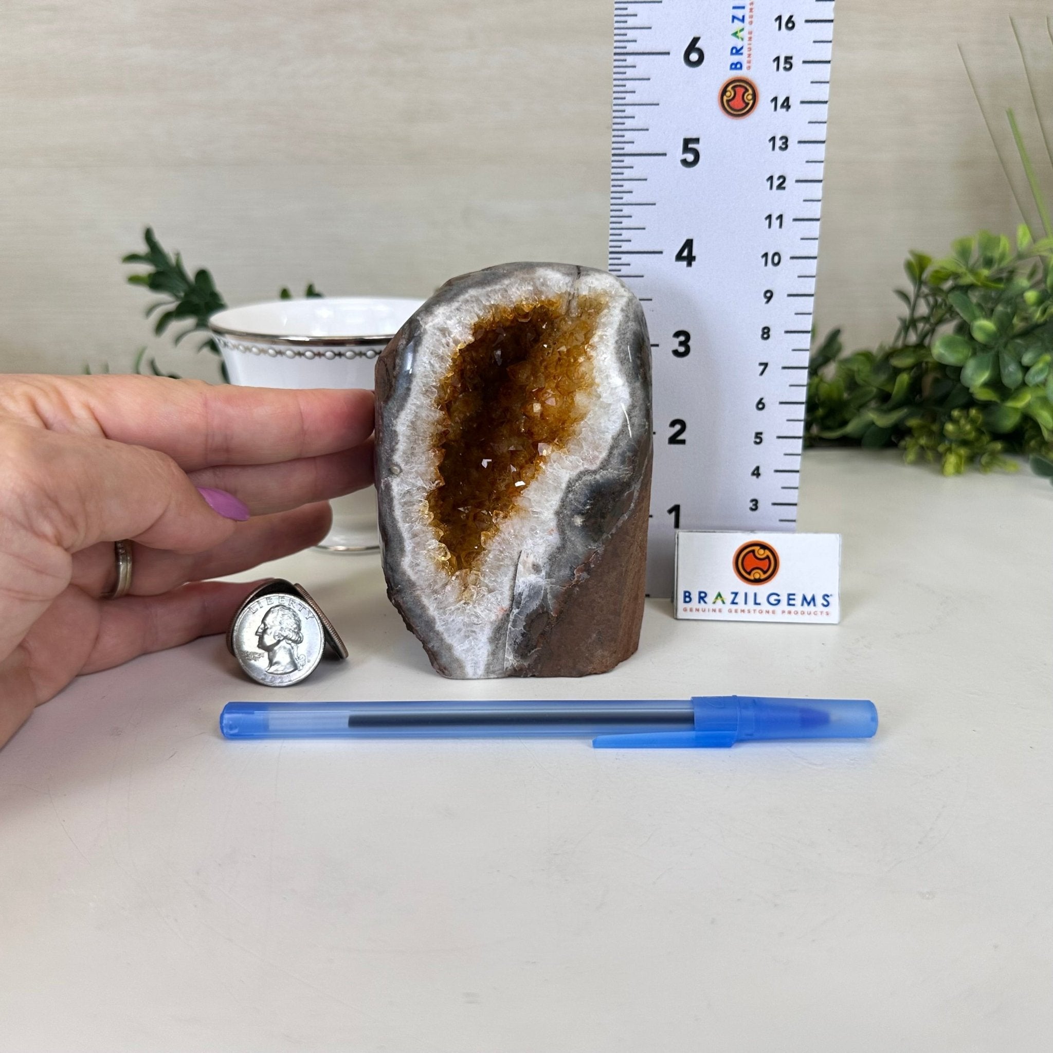 Extra Plus Quality Citrine Cluster w/ flat base, 4" Tall 5612 - 0219 - Brazil GemsBrazil GemsExtra Plus Quality Citrine Cluster w/ flat base, 4" Tall 5612 - 0219Small Clusters with Flat Bases5612 - 0219