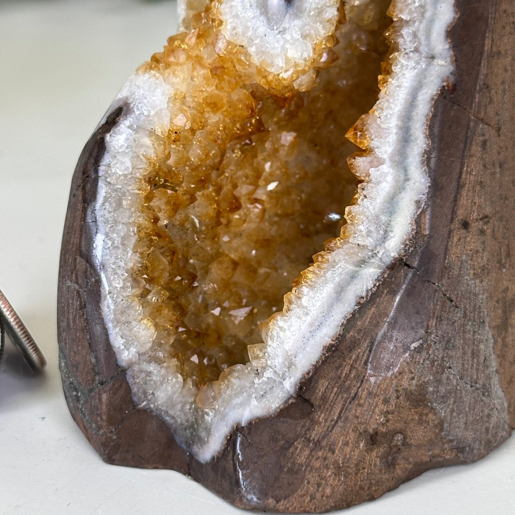 Extra Plus Quality Citrine Cluster w/ flat base, 4.1" Tall 5612 - 0199 - Brazil GemsBrazil GemsExtra Plus Quality Citrine Cluster w/ flat base, 4.1" Tall 5612 - 0199Small Clusters with Flat Bases5612 - 0199