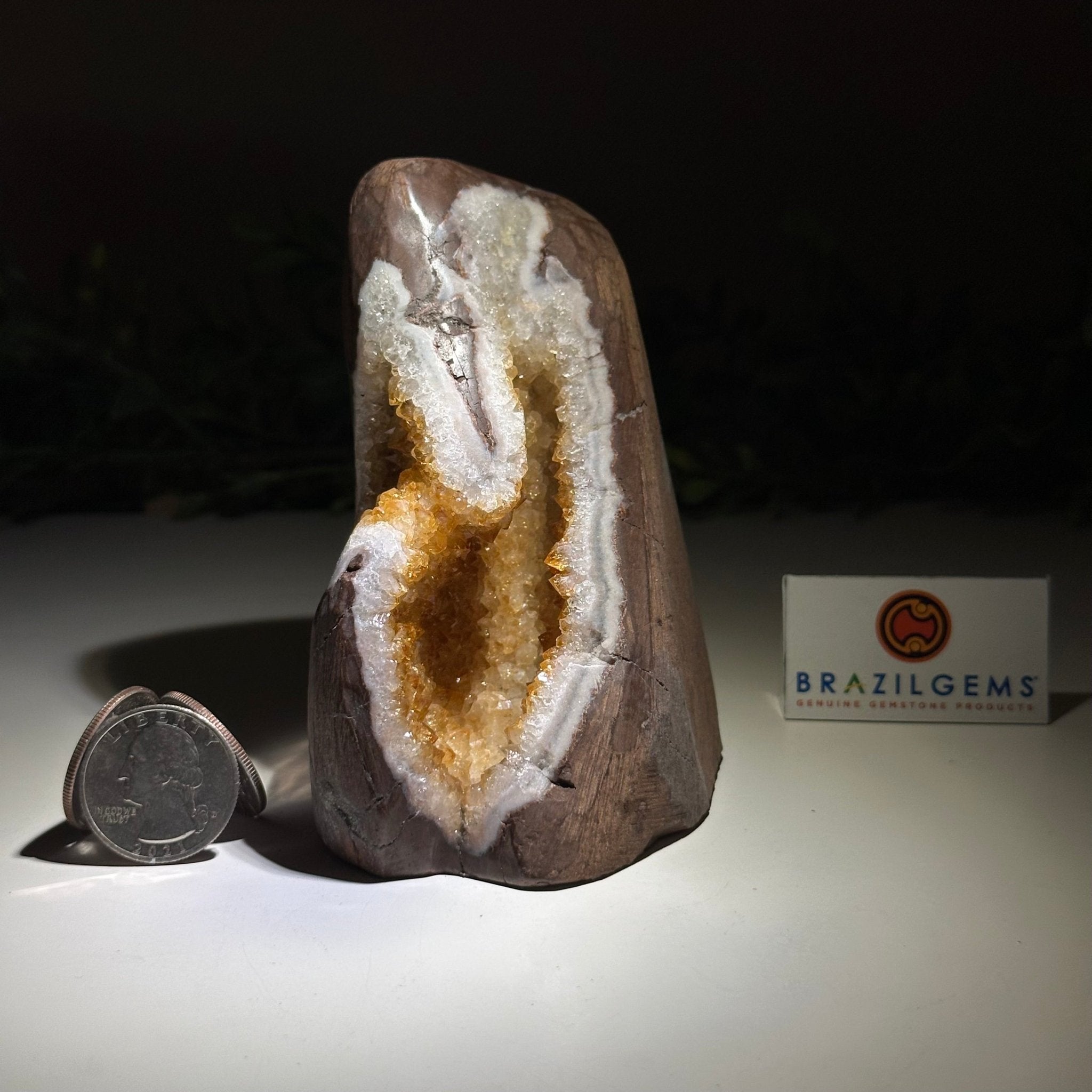 Extra Plus Quality Citrine Cluster w/ flat base, 4.1" Tall 5612 - 0199 - Brazil GemsBrazil GemsExtra Plus Quality Citrine Cluster w/ flat base, 4.1" Tall 5612 - 0199Small Clusters with Flat Bases5612 - 0199