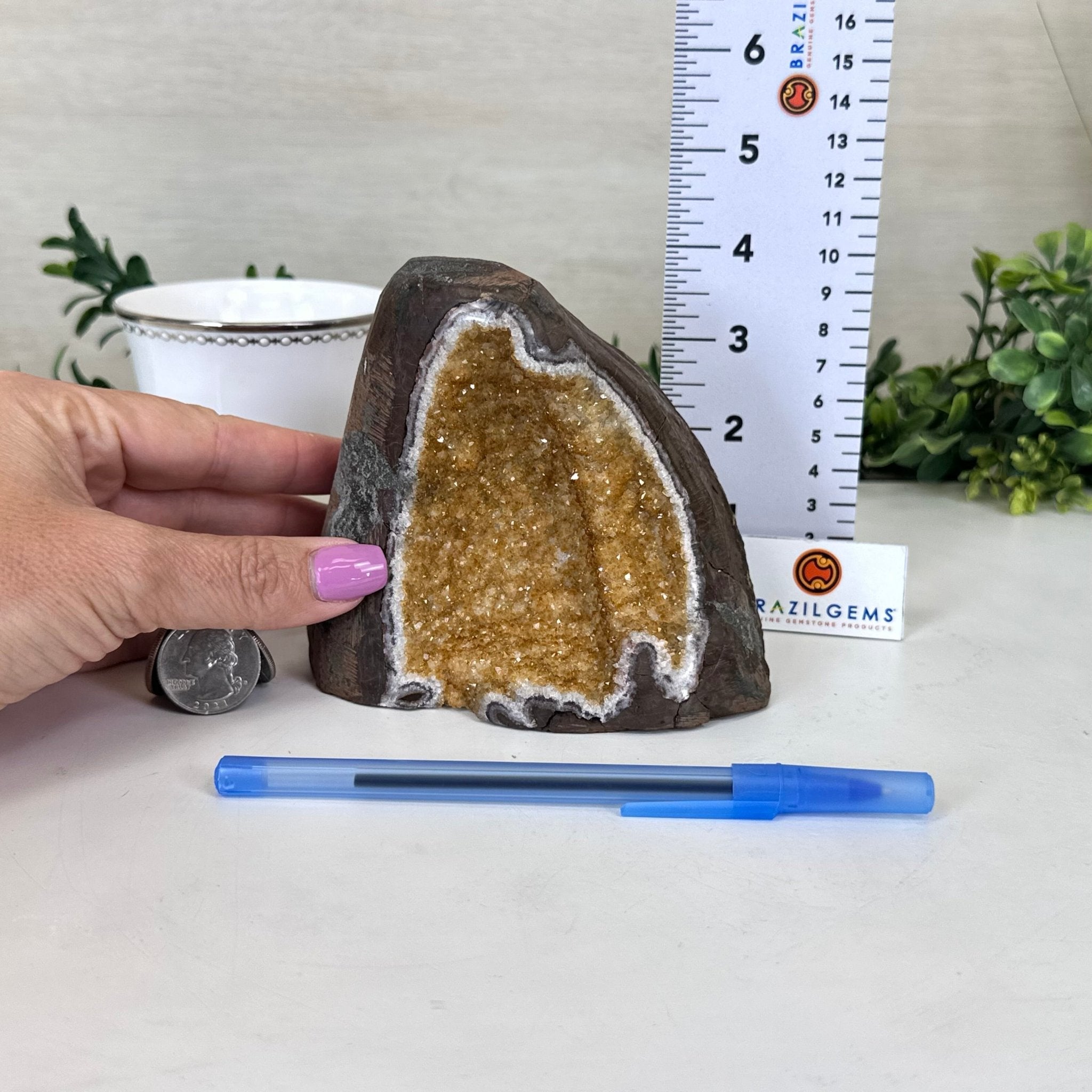 Extra Plus Quality Citrine Cluster w/ flat base, 4.2" Tall 5612 - 0240 - Brazil GemsBrazil GemsExtra Plus Quality Citrine Cluster w/ flat base, 4.2" Tall 5612 - 0240Small Clusters with Flat Bases5612 - 0240