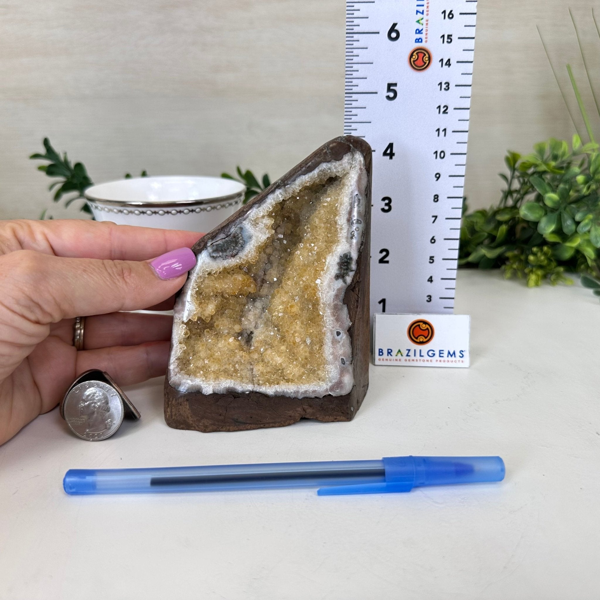 Extra Plus Quality Citrine Cluster w/ flat base, 4.5" Tall 5612 - 0221 - Brazil GemsBrazil GemsExtra Plus Quality Citrine Cluster w/ flat base, 4.5" Tall 5612 - 0221Small Clusters with Flat Bases5612 - 0221